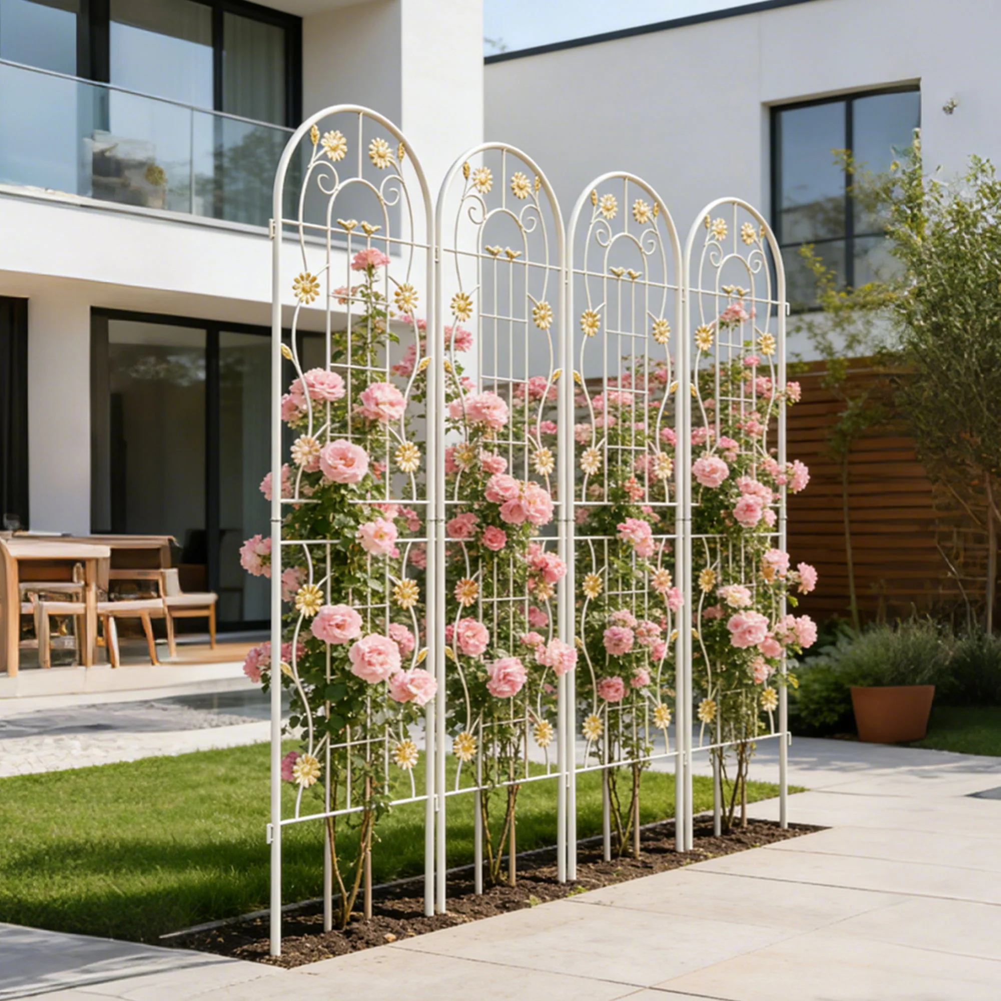 Metal Garden Trellis Rustproof Trellis For Climbing Plant Outdoor Flower Support - Image 19