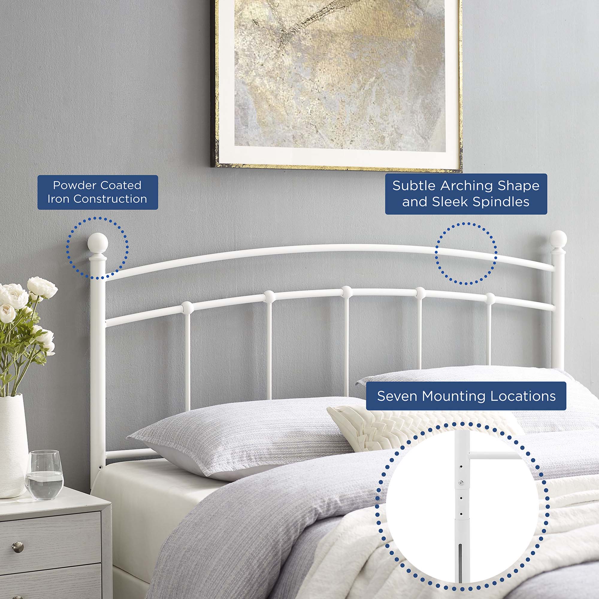 Metal Headboard with Arched Spindle Design - Image 17