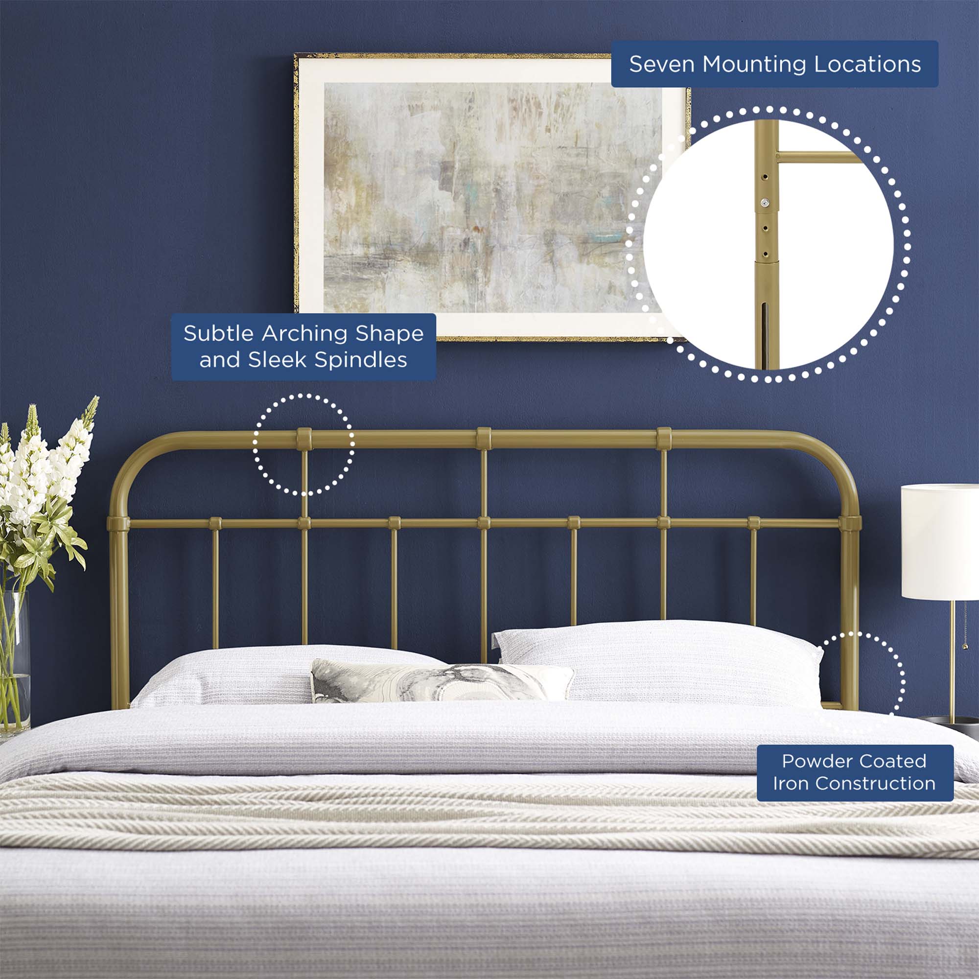 Metal Headboard with Curved Spindle Design - Image 68