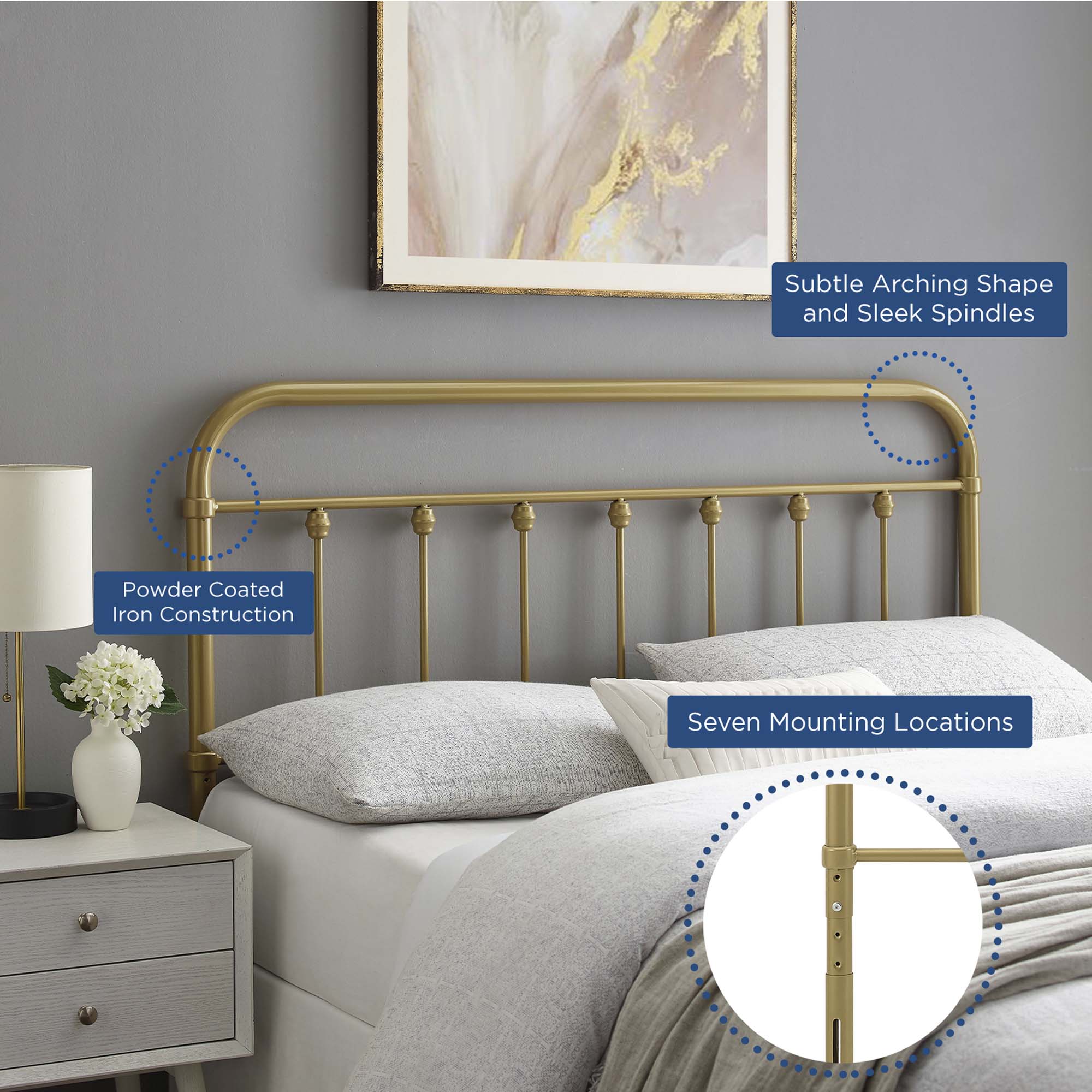 Metal Headboard with Farmhouse-Inspired Design - Image 73