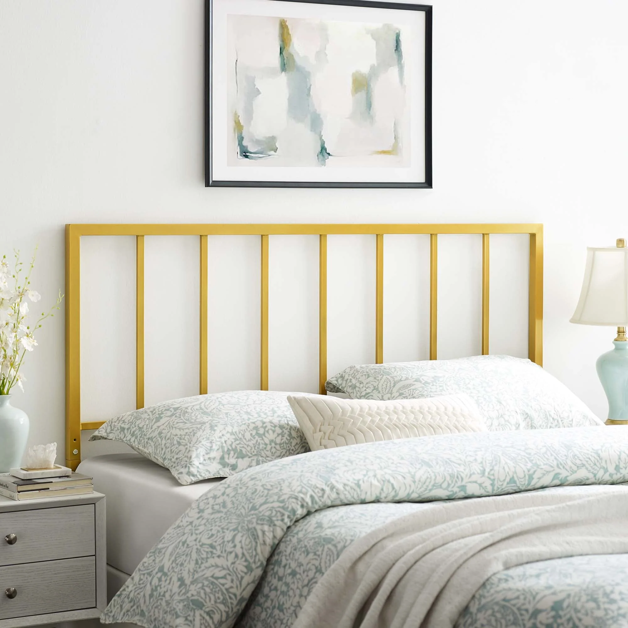 Metal Headboard with Modern Spindle Design - Image 15