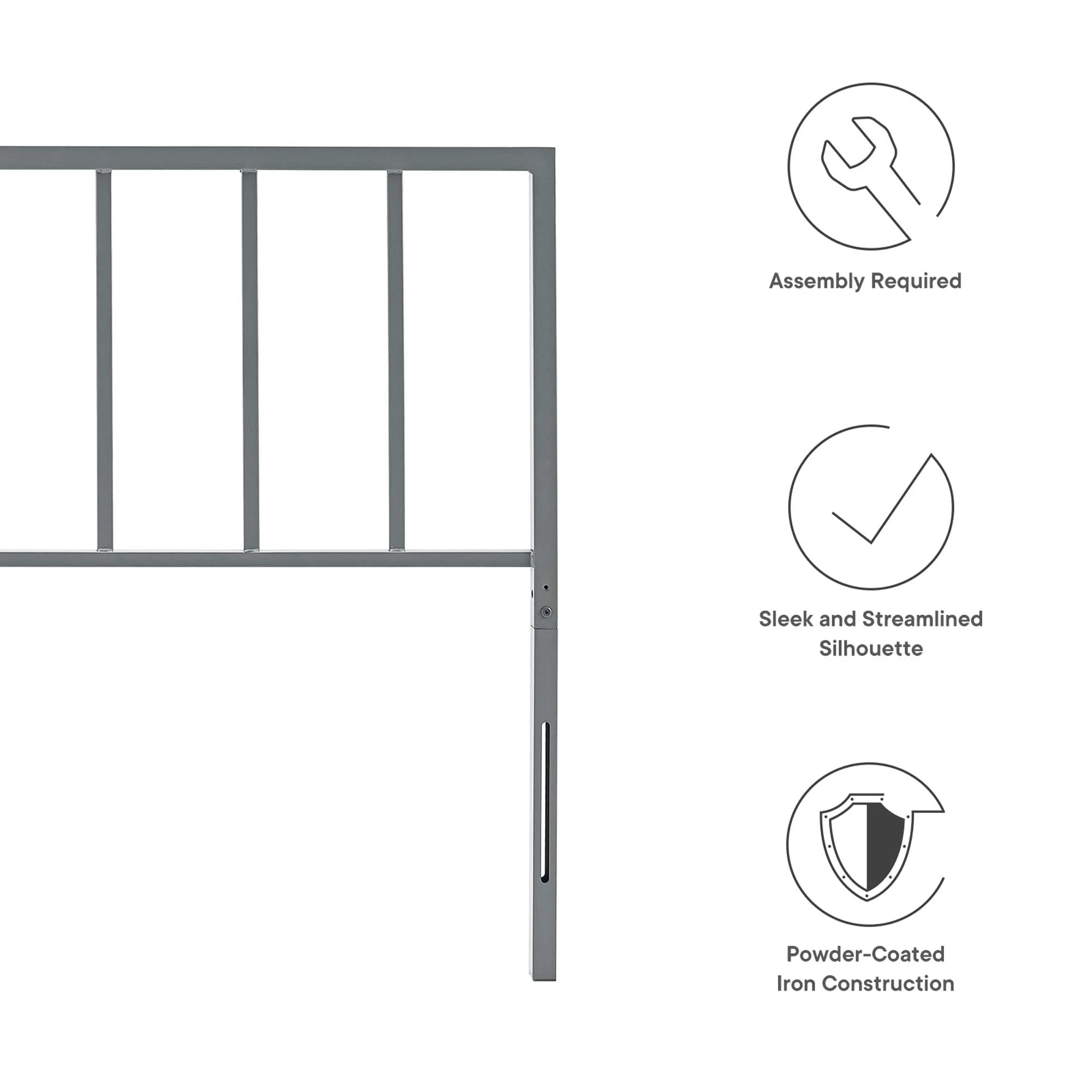 Metal Headboard with Modern Spindle Design - Image 17