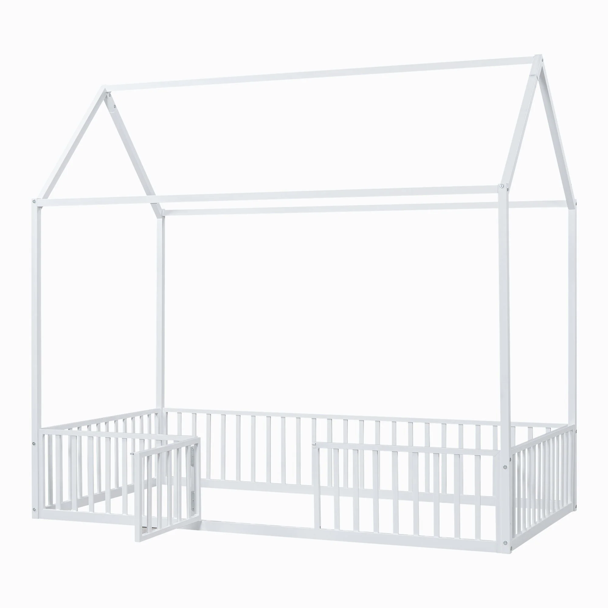 Metal House Bed With Fence And Door