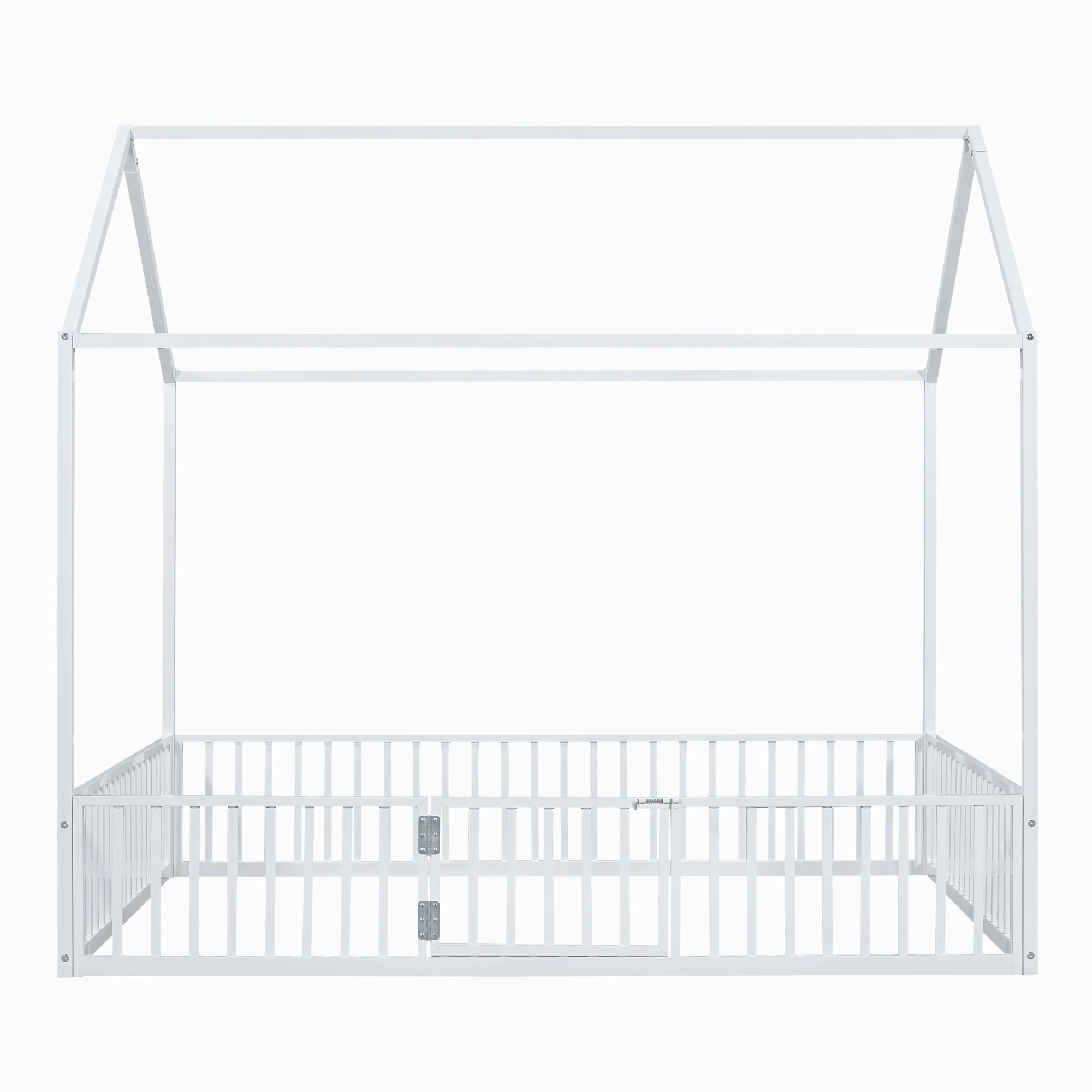Metal House Bed With Fence And Door - Image 3