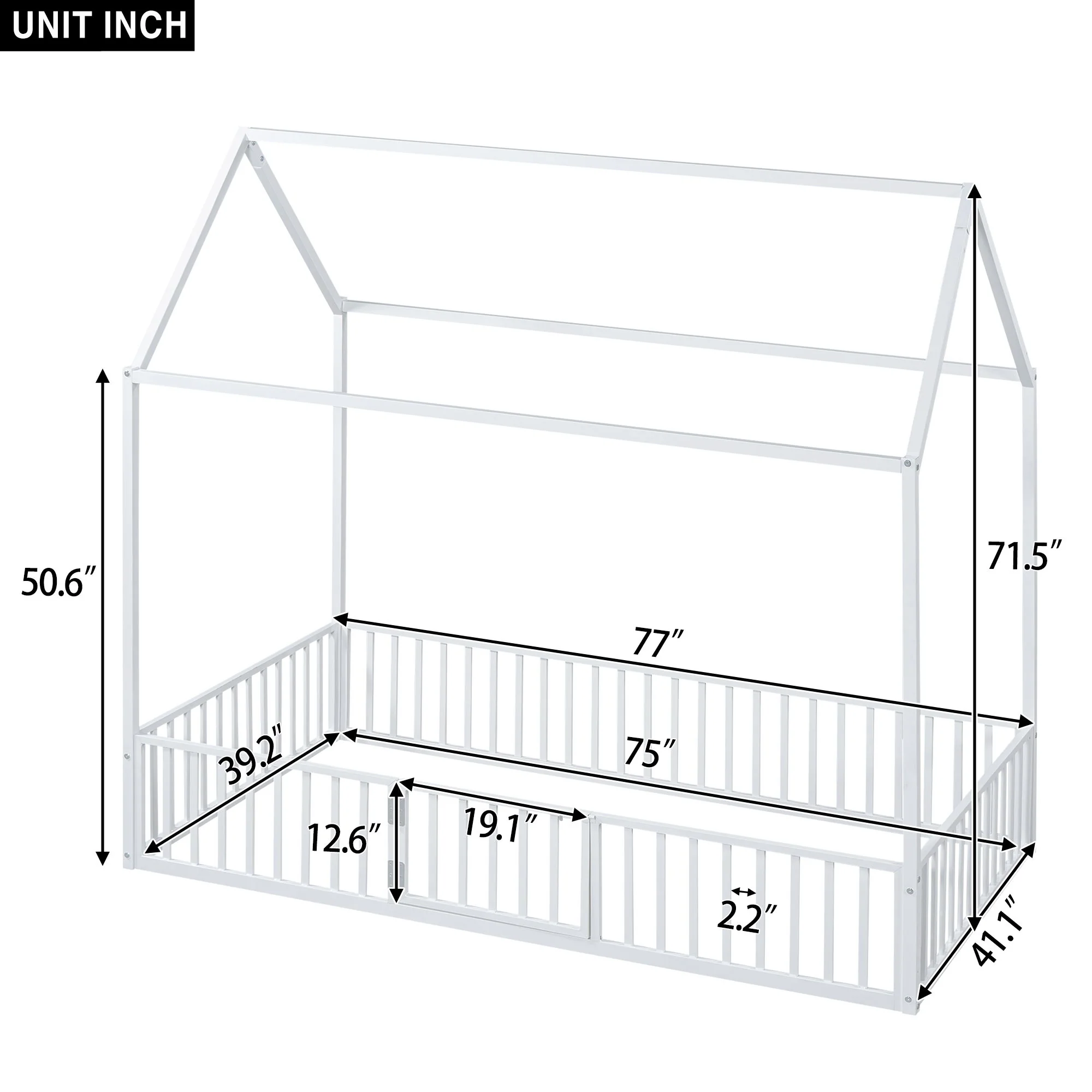 Metal House Bed With Fence And Door - Image 6