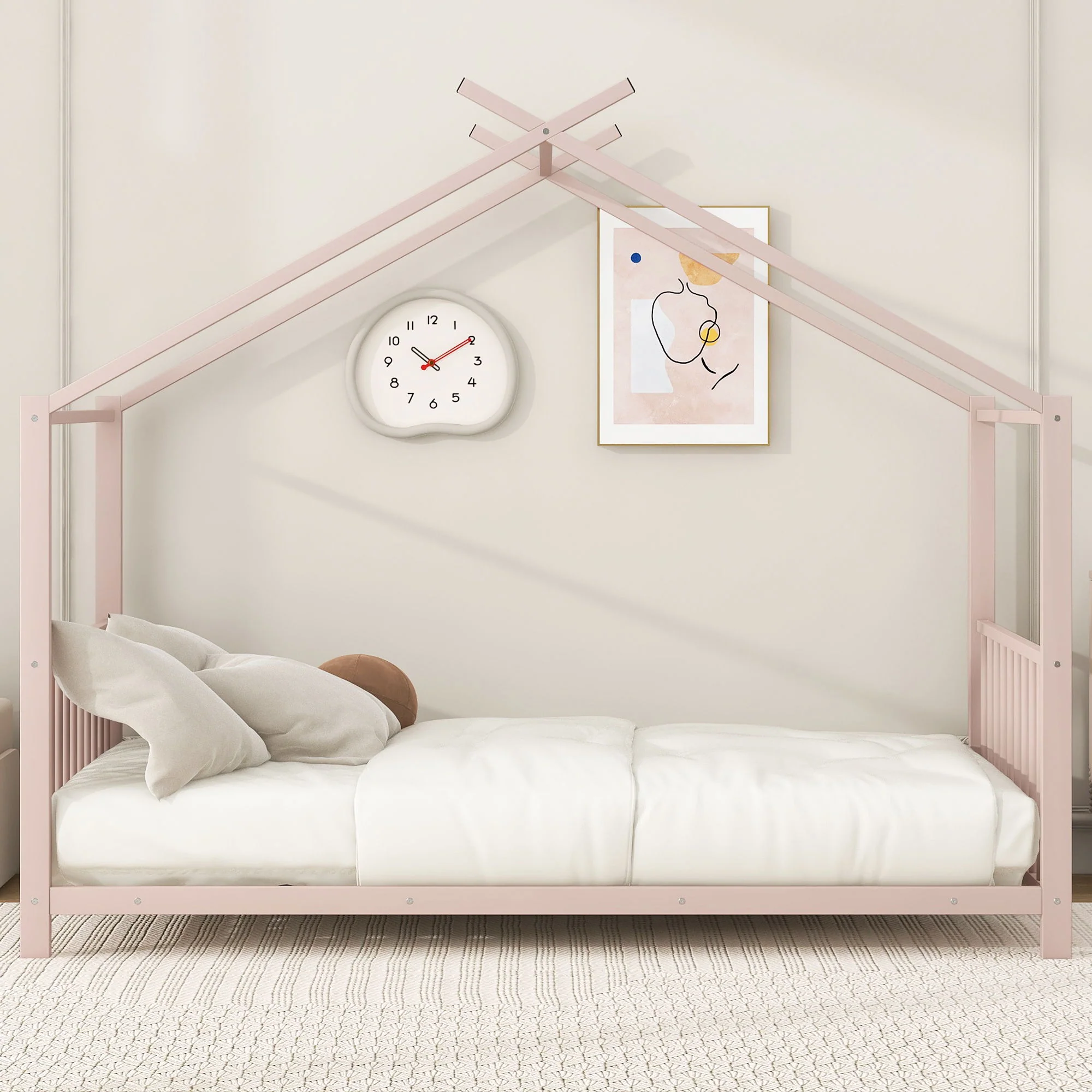 Metal House Platform Bed With Modern Design And Durable Frame - Image 7