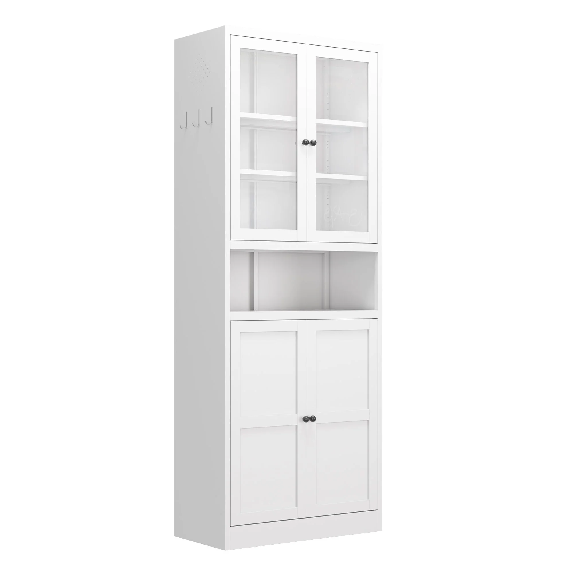Metal Kitchen Pantry Cabinet Tall Storage With Adjustable Shelves, Heavy Duty Stainless Steel Frame - White - Image 8