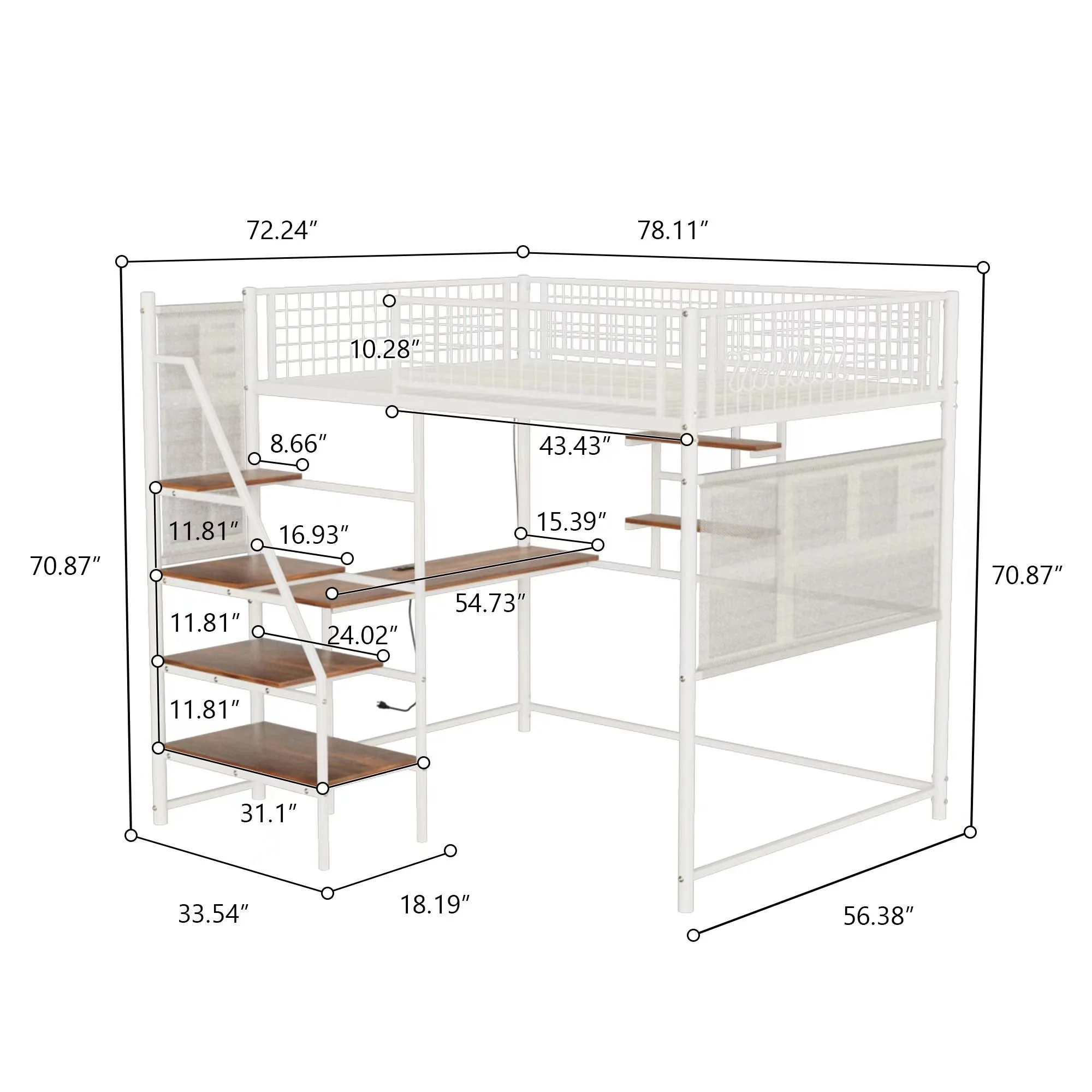 Metal Loft Bed With Built - In Charging Station And LED Light - Image 12