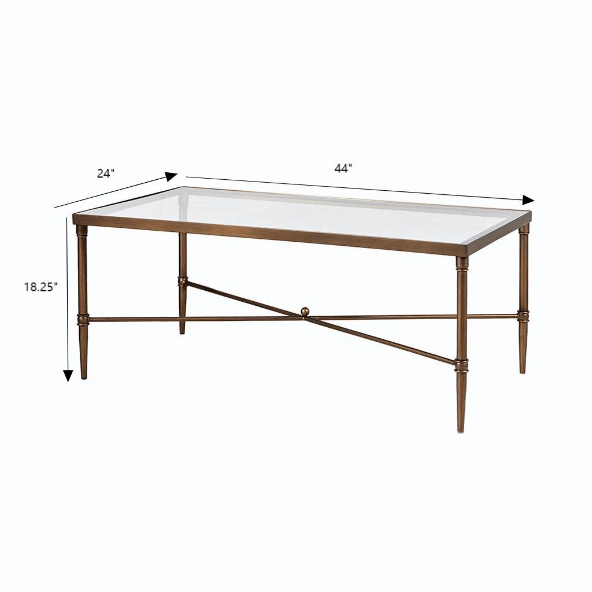 Metal Rectangle Coffee Table With Tempered Glass Top - Bronze - Image 4
