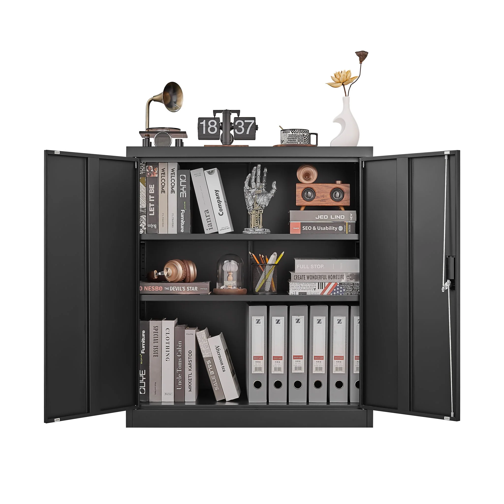 Metal Storage Cabinet With Locking Doors And Adjustable Shelf, Folding Filing Storage Cabinet, Folding Storage Locker Cabinet For Home Office, School, Garage - Image 7