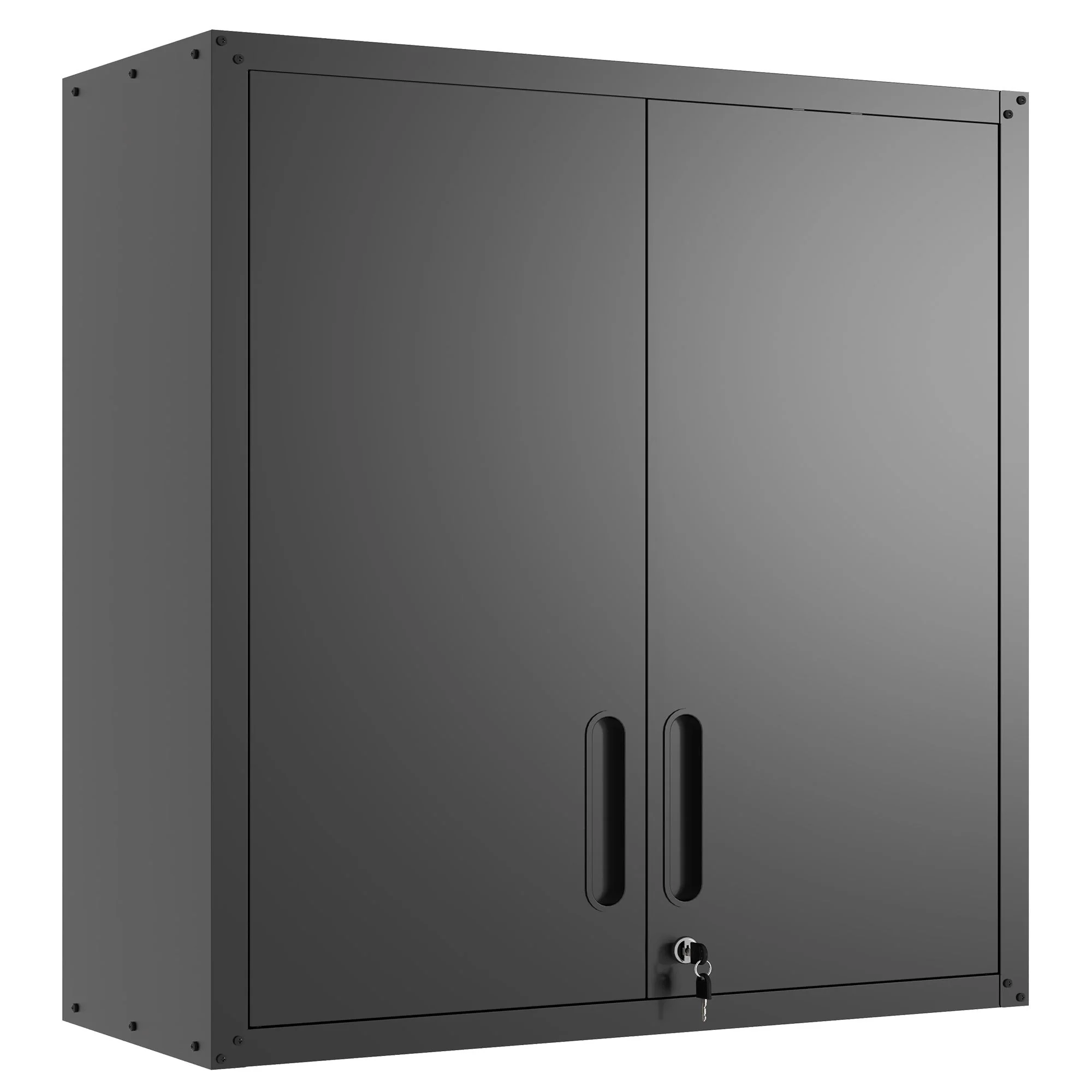 Metal Wall Mounted Tool Storage Cabinet With 2 Locking Doors, Adjustable Shelf, And Drawer - Image 2