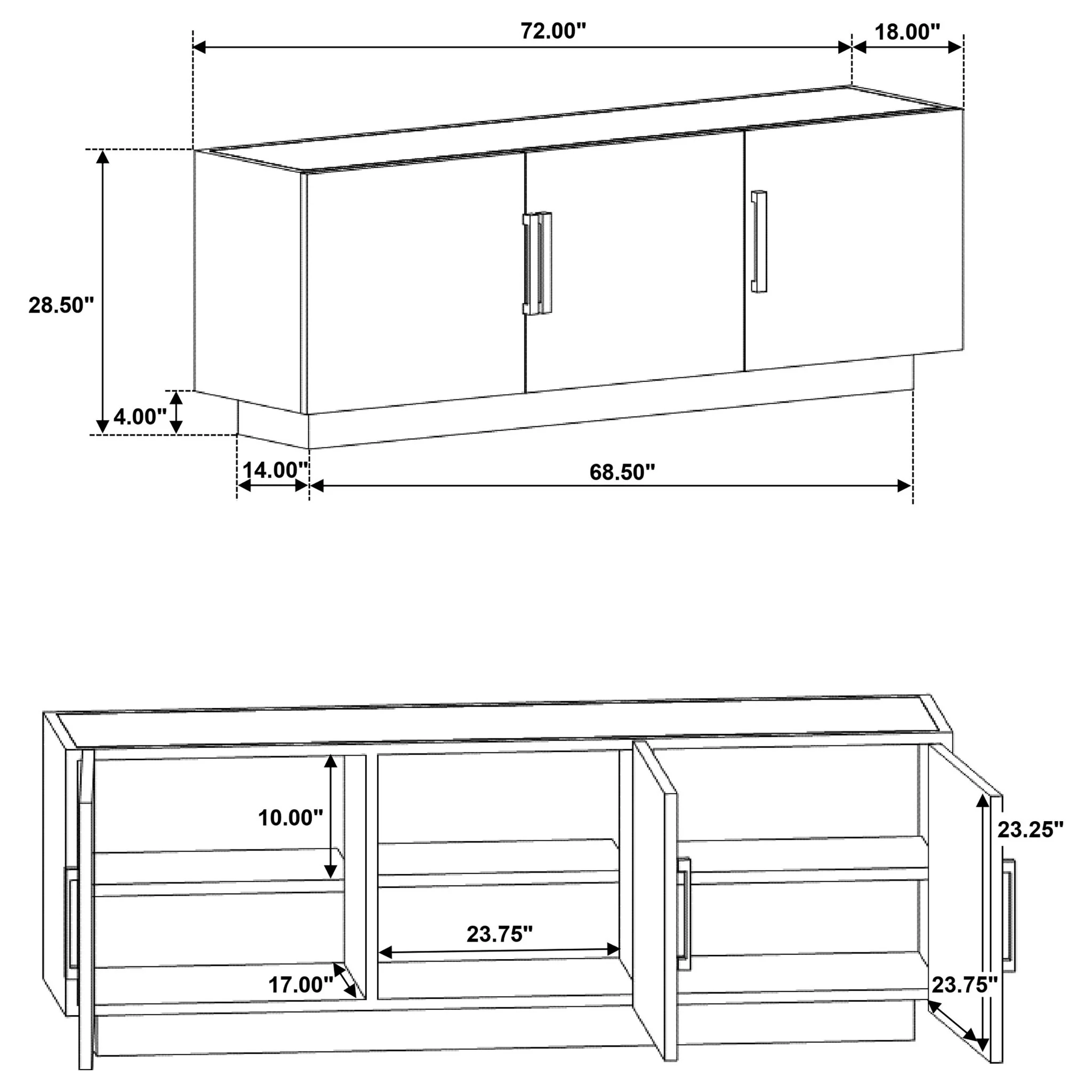 Metzger - 3 Door Sideboard Buffet - Gray - Image 4