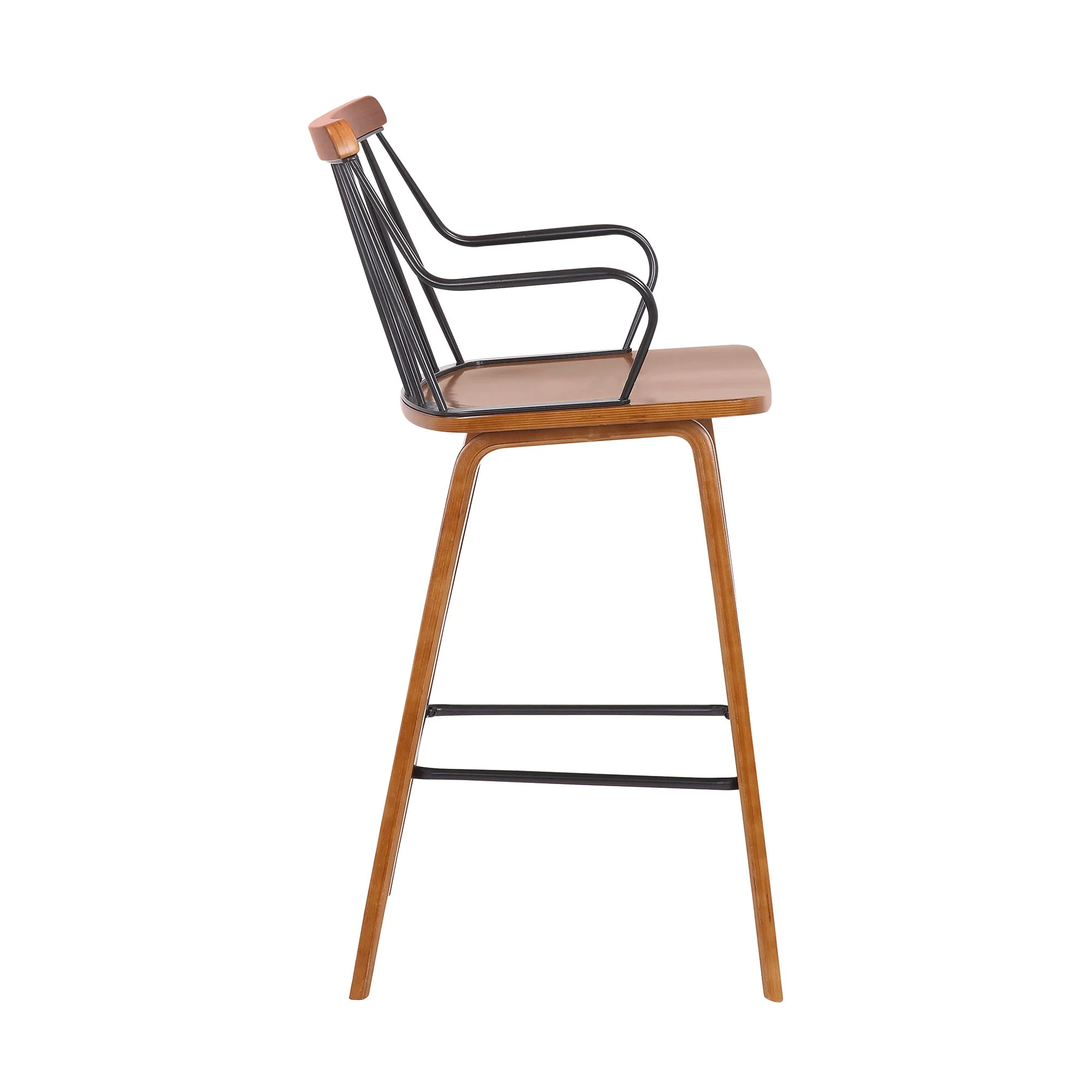 Micah - 26" Modern Counter Height Bar Stool - Walnut / Metal - Image 6