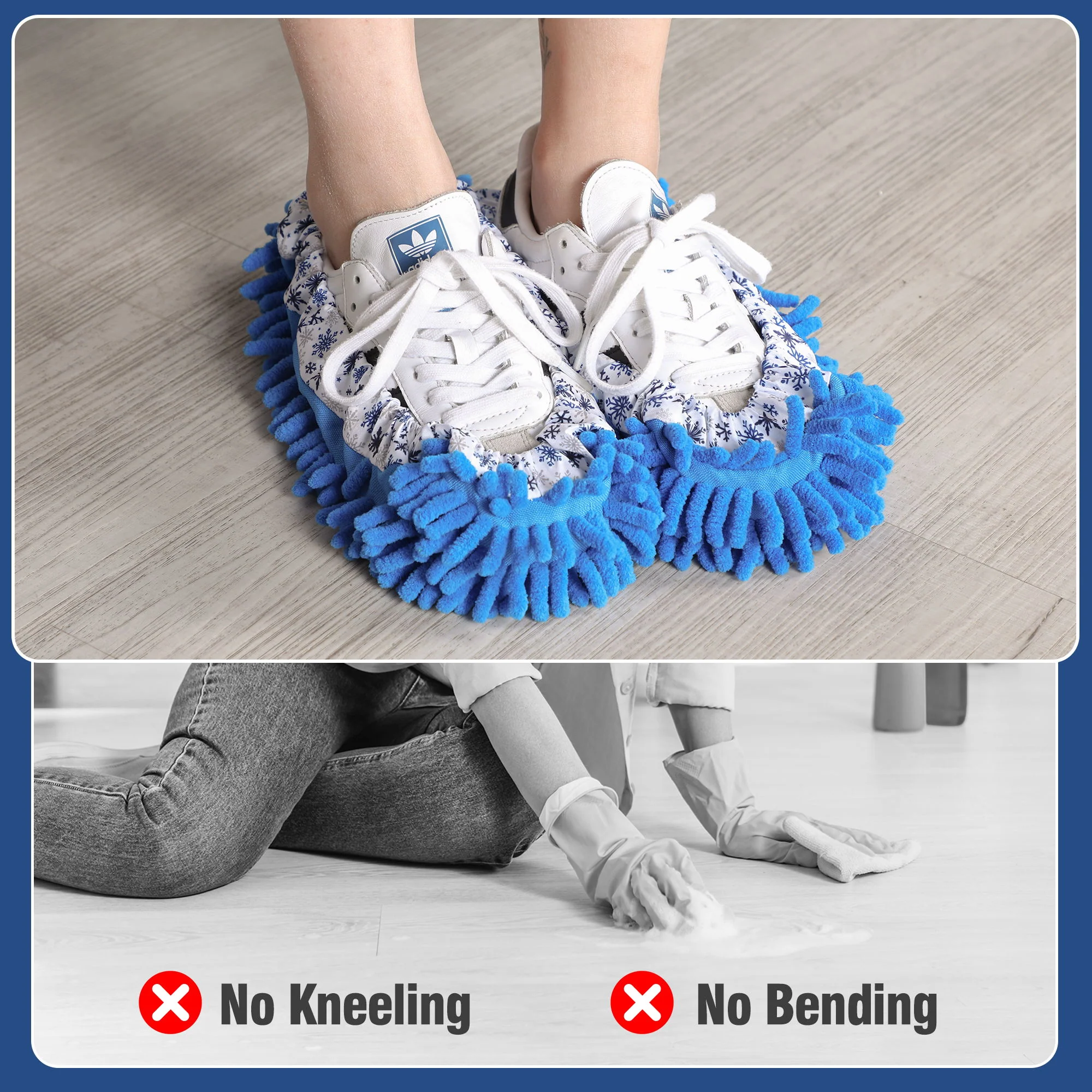 Microfiber Mop Slippers For Floor Cleaning, Machine Washable, 3 Pieces - Blue / Green / Red - Image 7