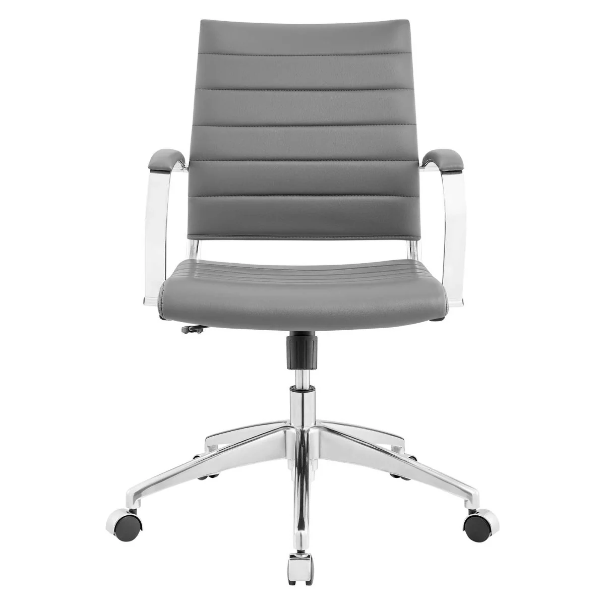 Mid Back Ribbed Vinyl Office Chair — Ergonomic Swivel Task Seating for Workspace - Image 15