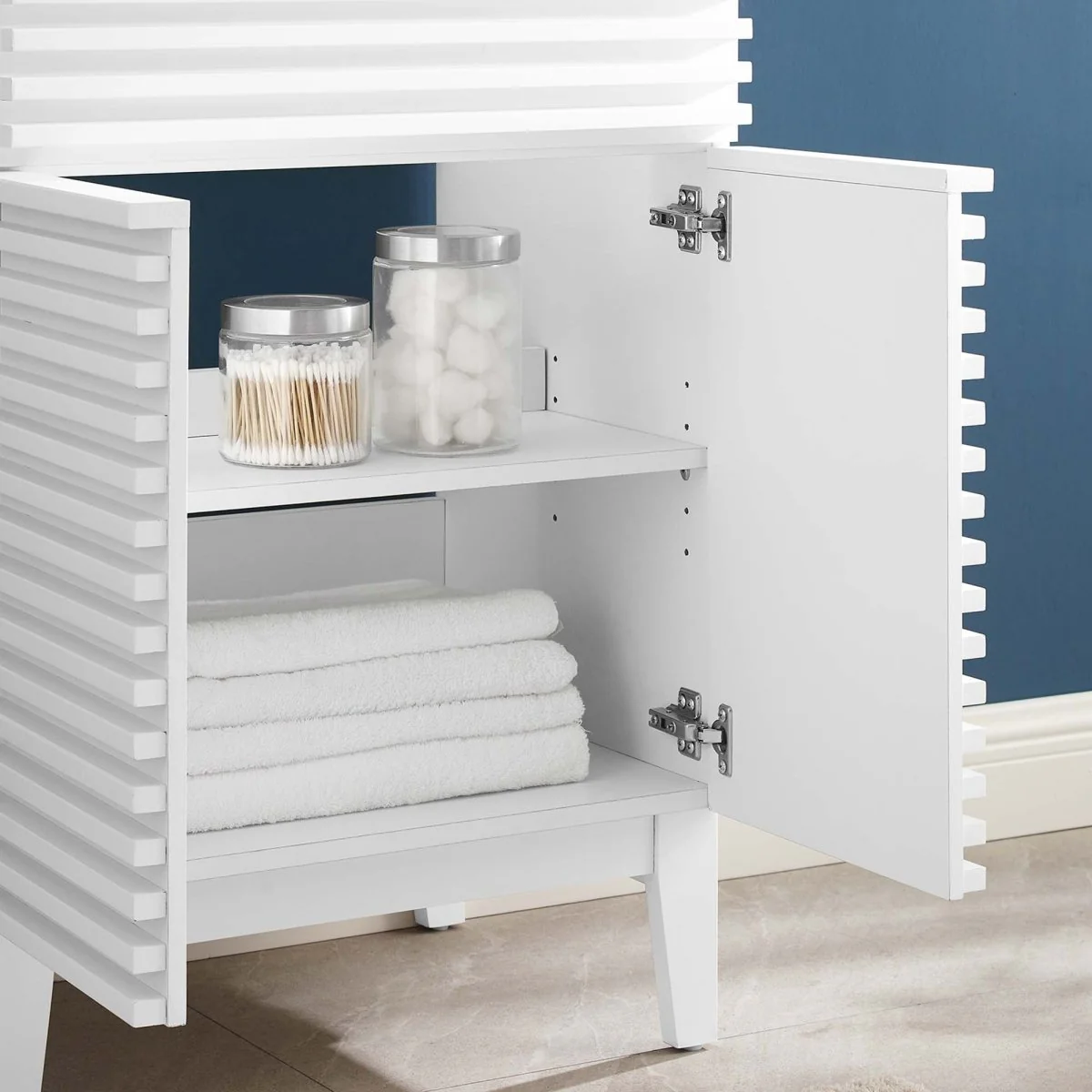 Mid-Century Bathroom Vanity Cabinet — Compact Modern Vanity Storage Cabinet - Image 24