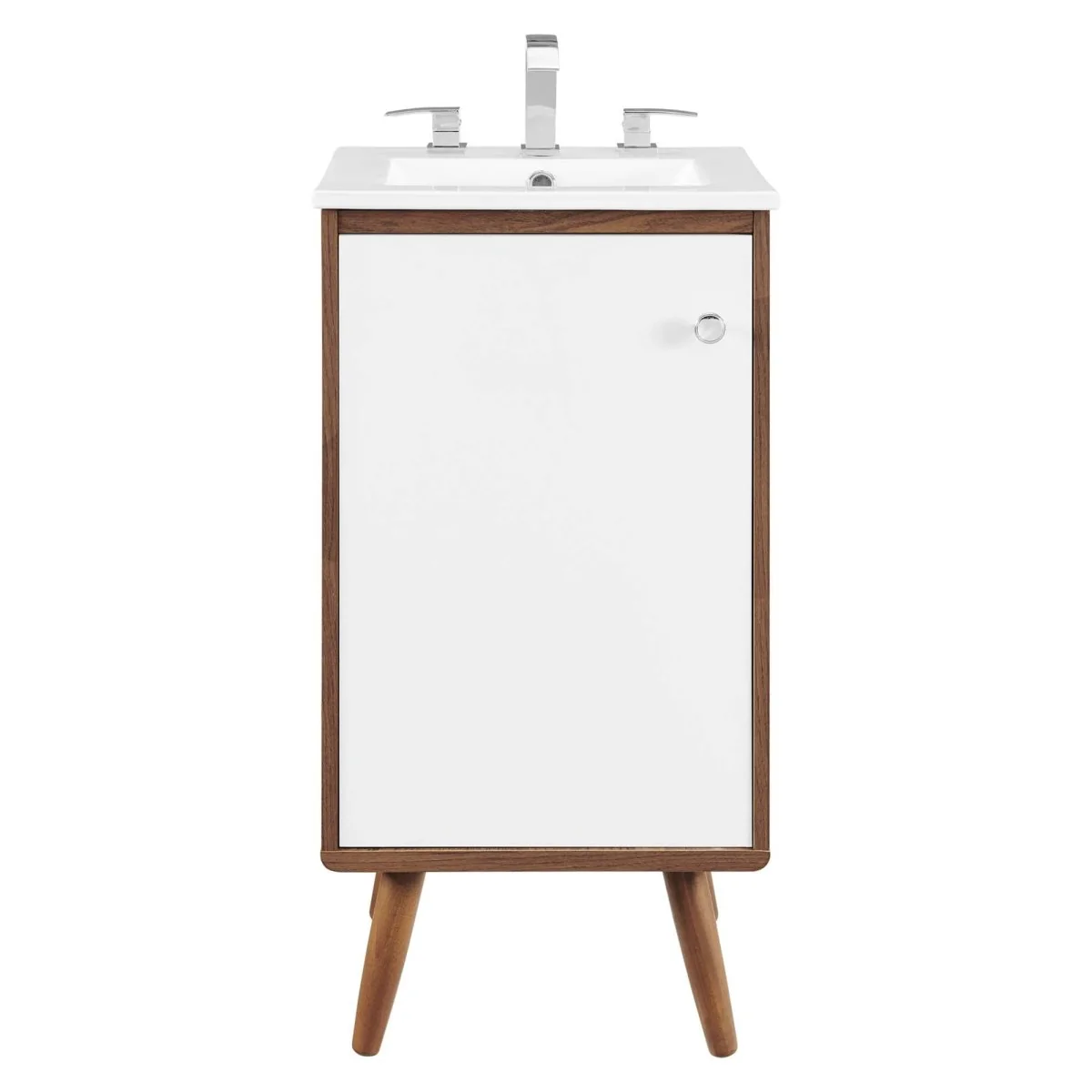Mid-Century Bathroom Vanity Collection - Walnut Modern Bathroom Vanity Cabinets Set - Image 6