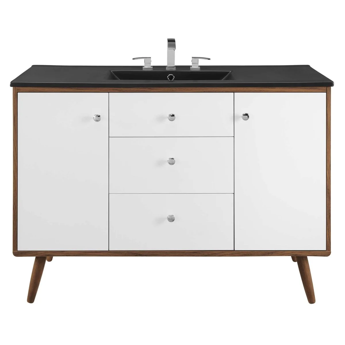 Mid-Century Bathroom Vanity Collection - Walnut Modern Bathroom Vanity Cabinets Set - Image 77