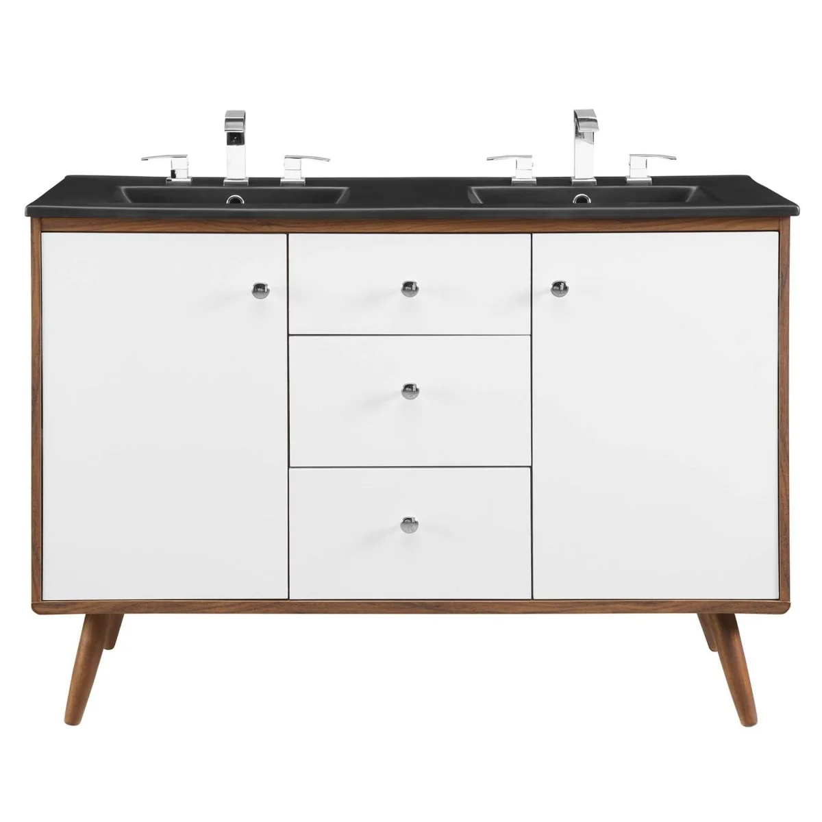 Mid-Century Bathroom Vanity Collection - Walnut Modern Bathroom Vanity Cabinets Set - Image 87