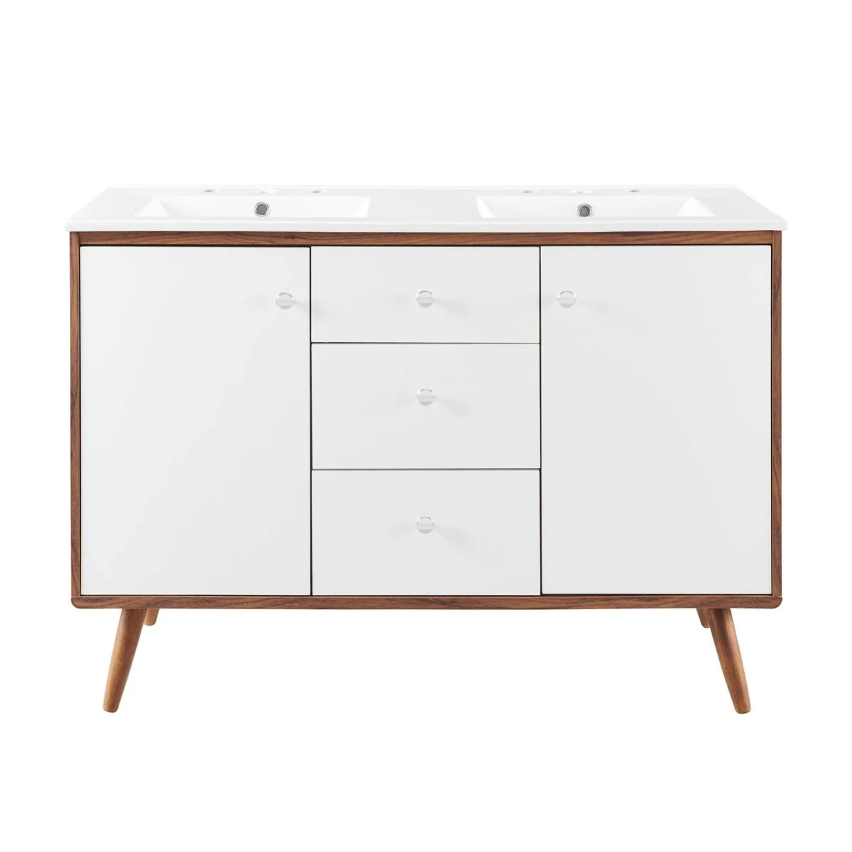 Mid-Century Bathroom Vanity Collection - Walnut Modern Bathroom Vanity Cabinets Set - Image 96