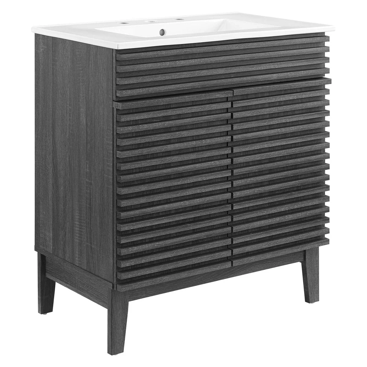 Mid-Century Bathroom Vanity with Basin and Sink — Modern Vanity Cabinet for Bathroom