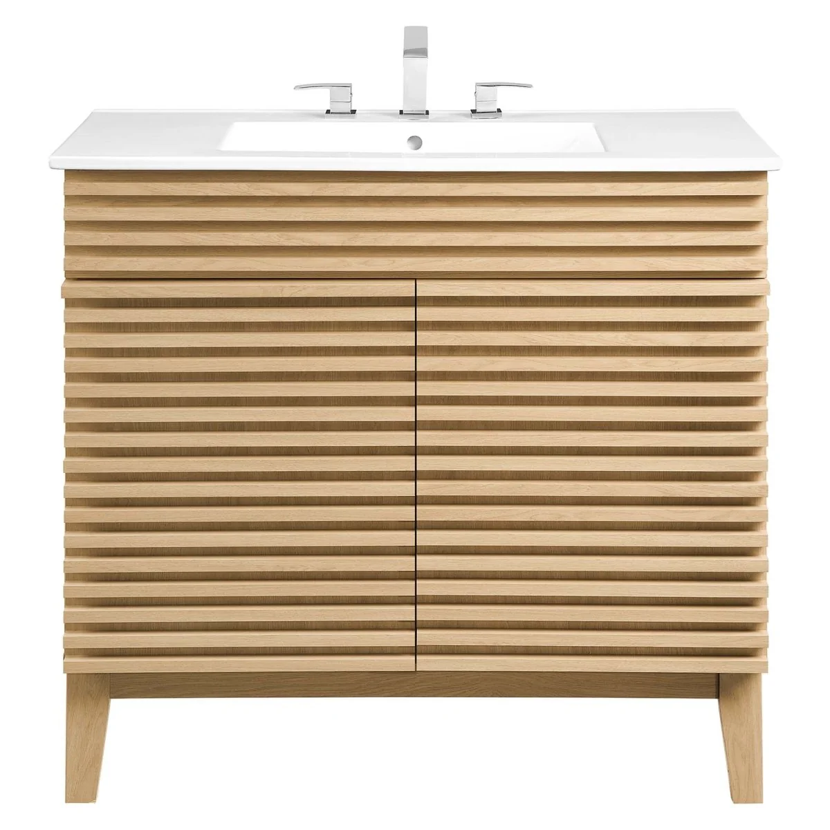 Mid-Century Bathroom Vanity with Basin and Sink — Modern Vanity Cabinet for Bathroom - Image 60