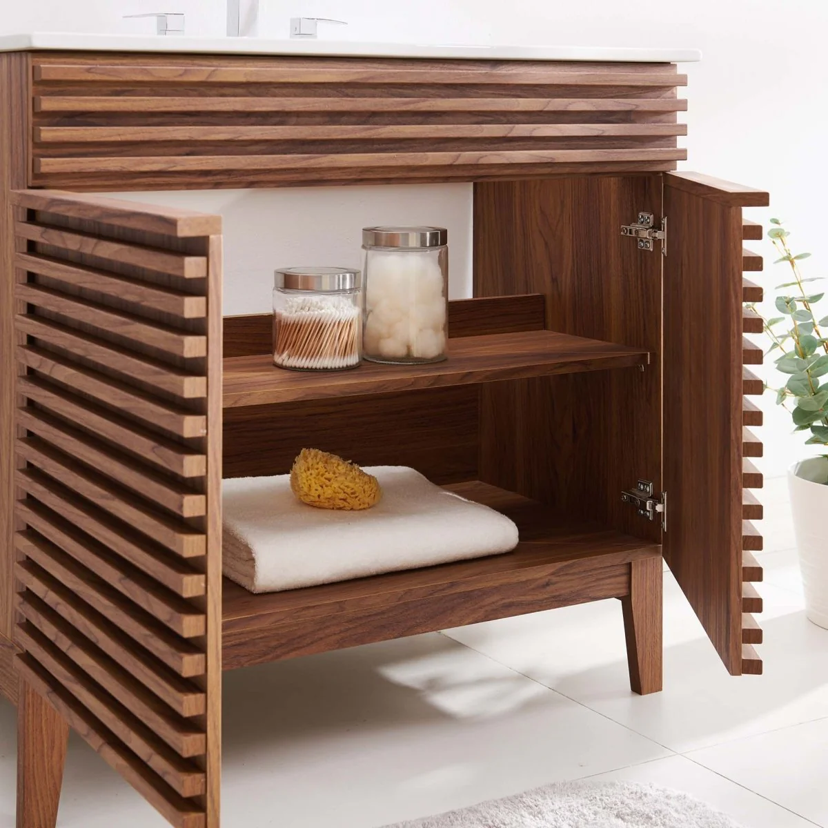 Mid-Century Bathroom Vanity with Basin and Sink — Modern Vanity Cabinet for Bathroom - Image 66