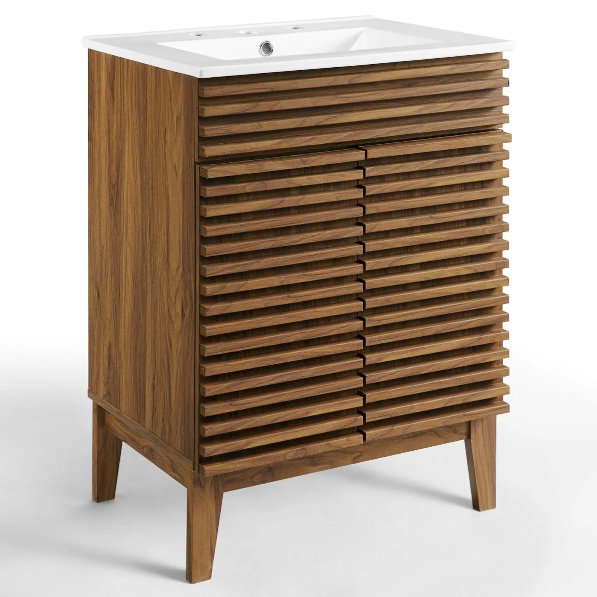 Mid-Century Bathroom Vanity with Sink — Freestanding Single-Sink Vanity Cabinet - Image 104