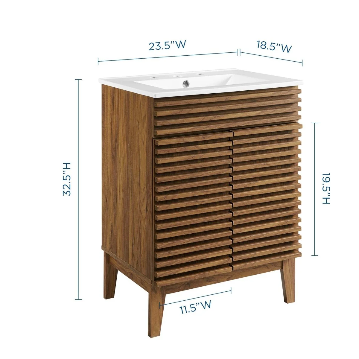 Mid-Century Bathroom Vanity with Sink — Freestanding Single-Sink Vanity Cabinet - Image 106