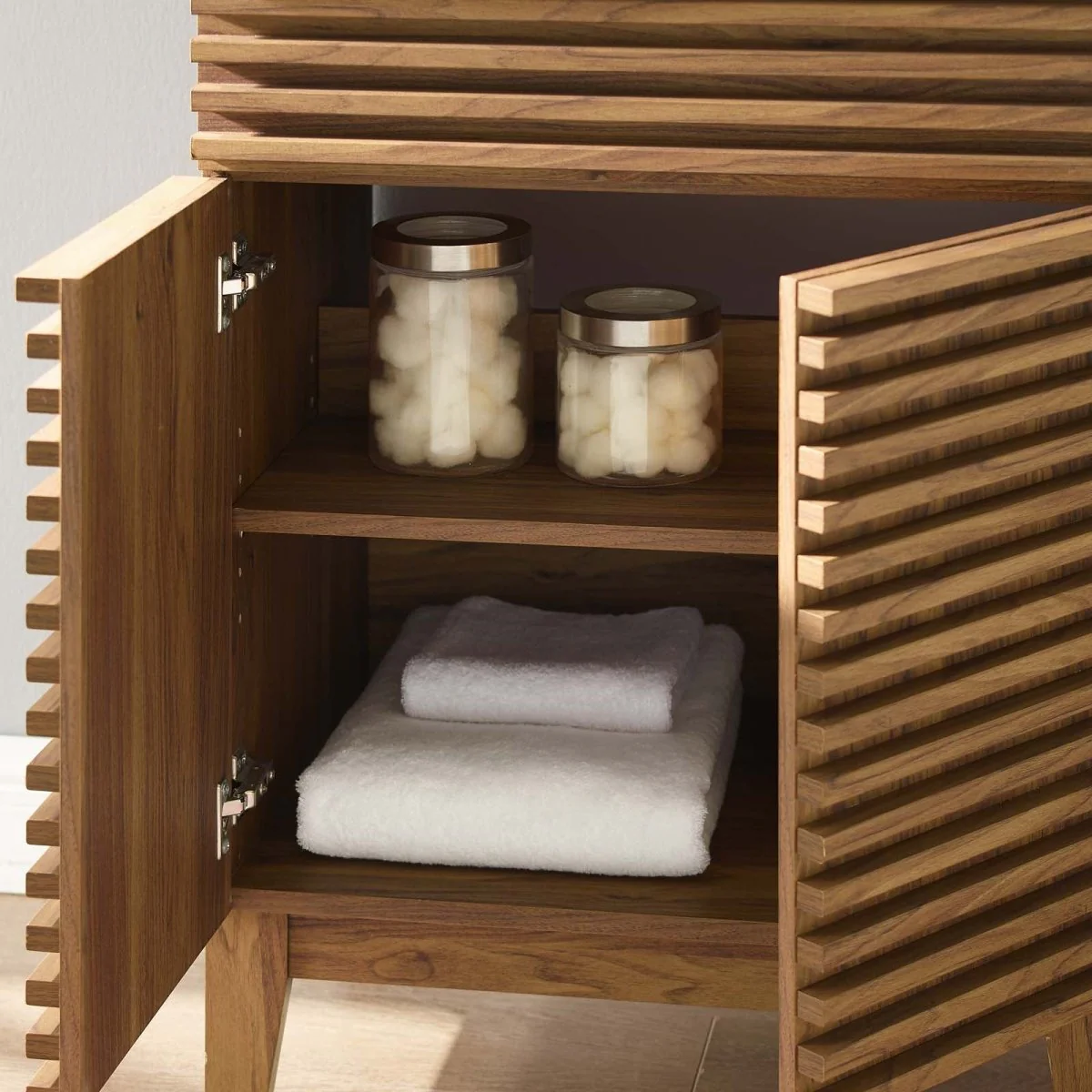 Mid-Century Bathroom Vanity with Sink — Freestanding Single-Sink Vanity Cabinet - Image 107
