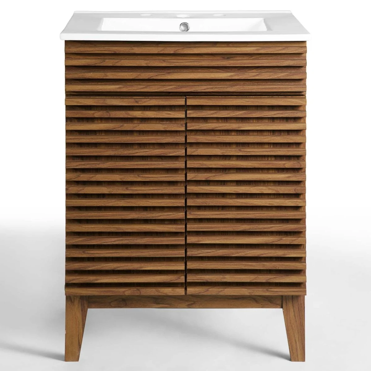 Mid-Century Bathroom Vanity with Sink — Freestanding Single-Sink Vanity Cabinet - Image 109
