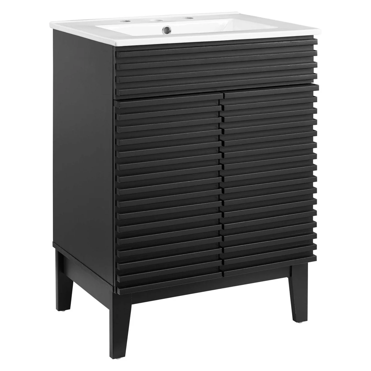 Mid-Century Bathroom Vanity with Sink — Freestanding Single-Sink Vanity Cabinet - Image 74