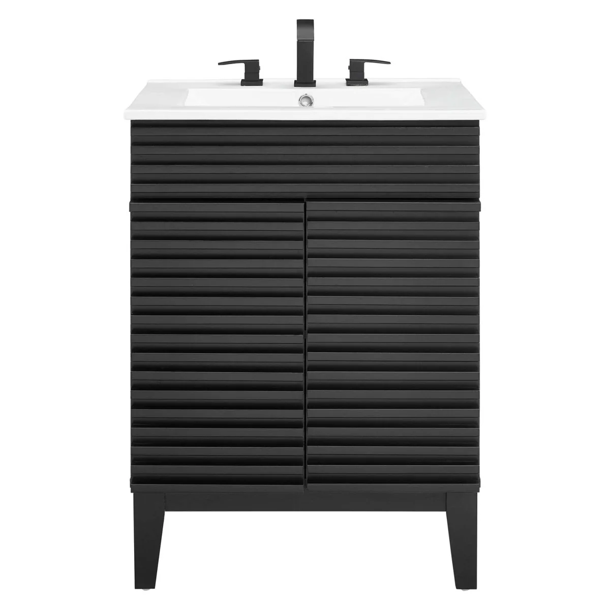 Mid-Century Bathroom Vanity with Sink — Freestanding Single-Sink Vanity Cabinet - Image 79