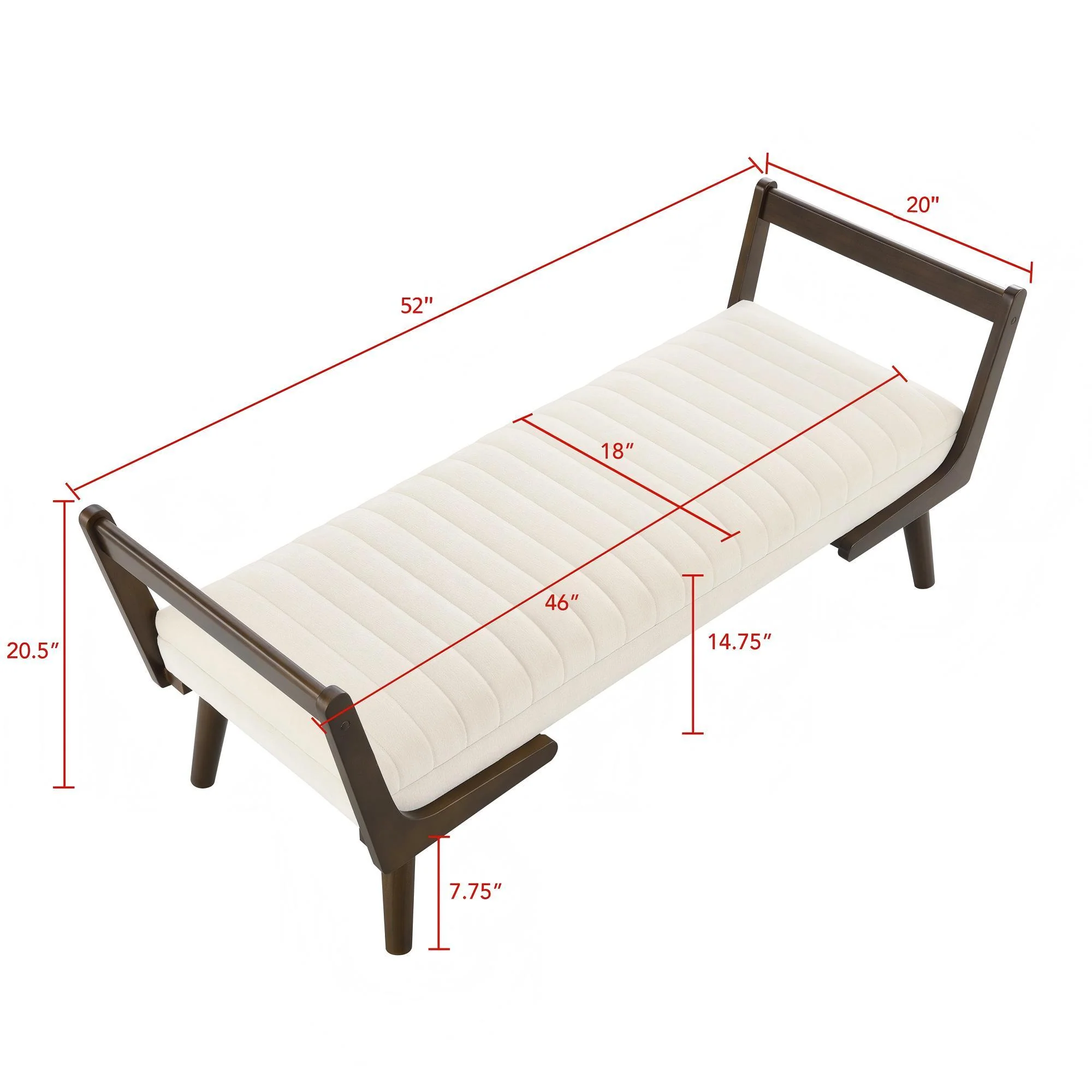 Mid-Century Bench With Wood Legs - Image 7