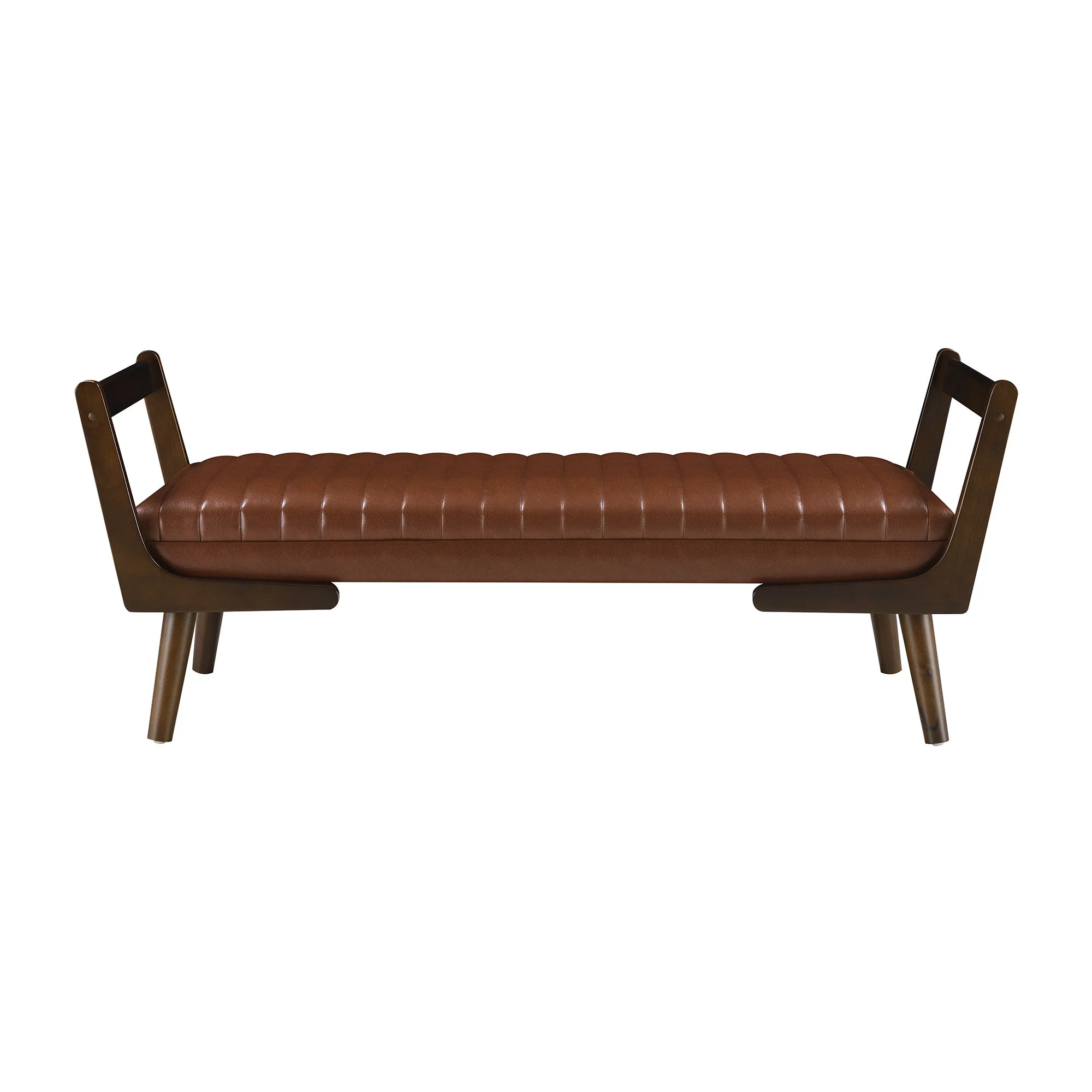 Mid-Century Bench With Wood Legs - Image 8