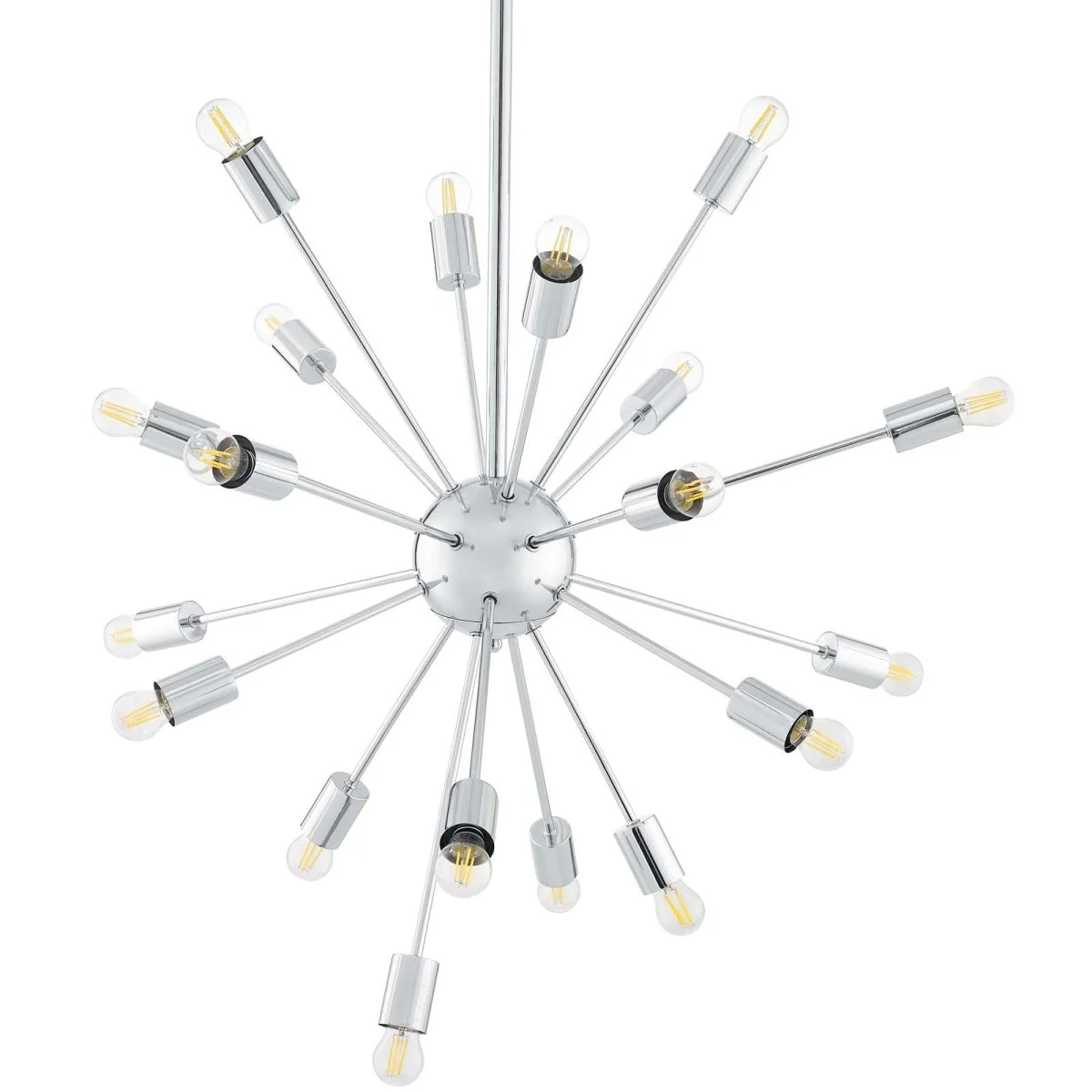 24-Light Mid-Century Modern Pendant Chandelier – Chrome - Image 3