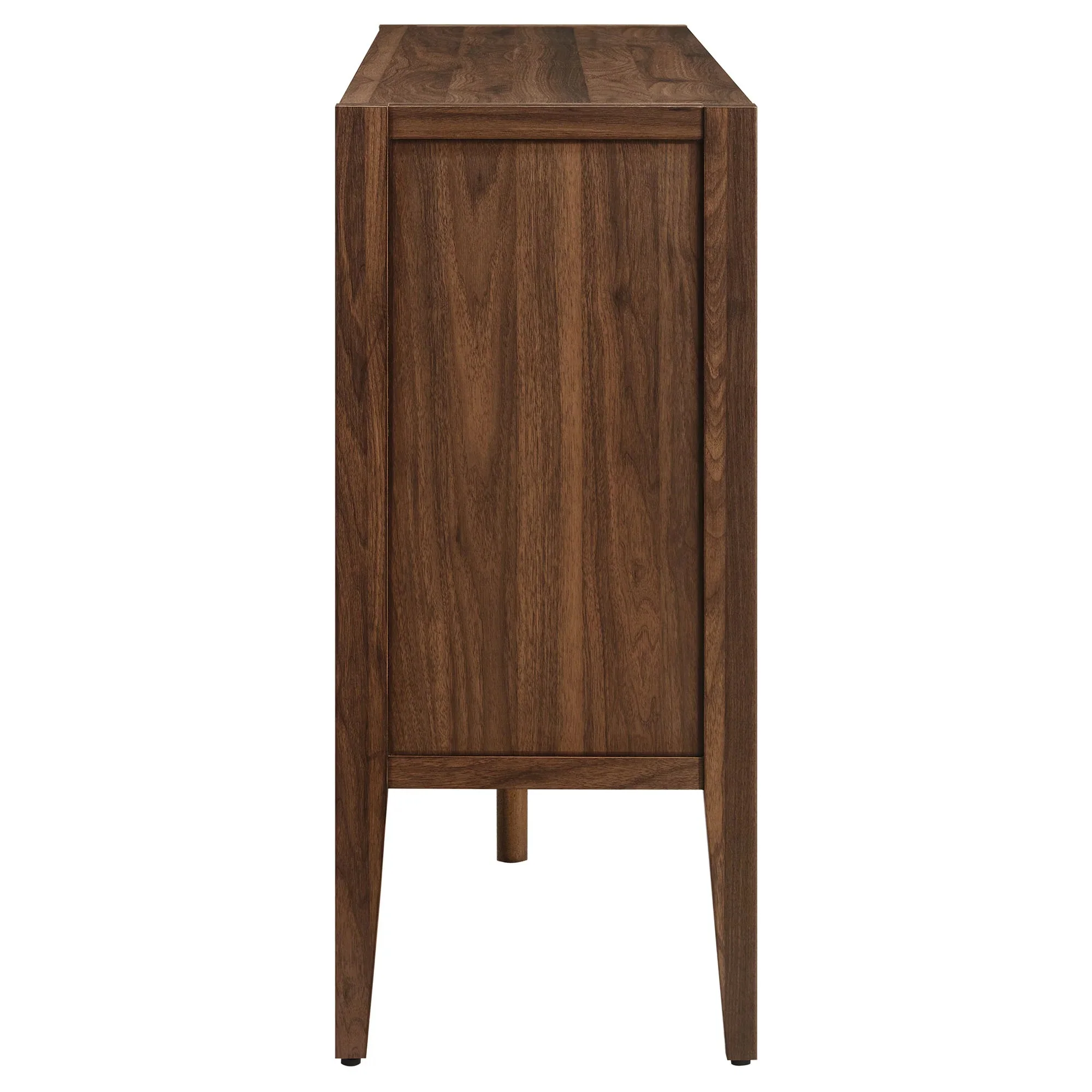 Mid-Century Modern 4-Door Glass Sideboard Storage Cabinet – Walnut 72 Inch - Image 6