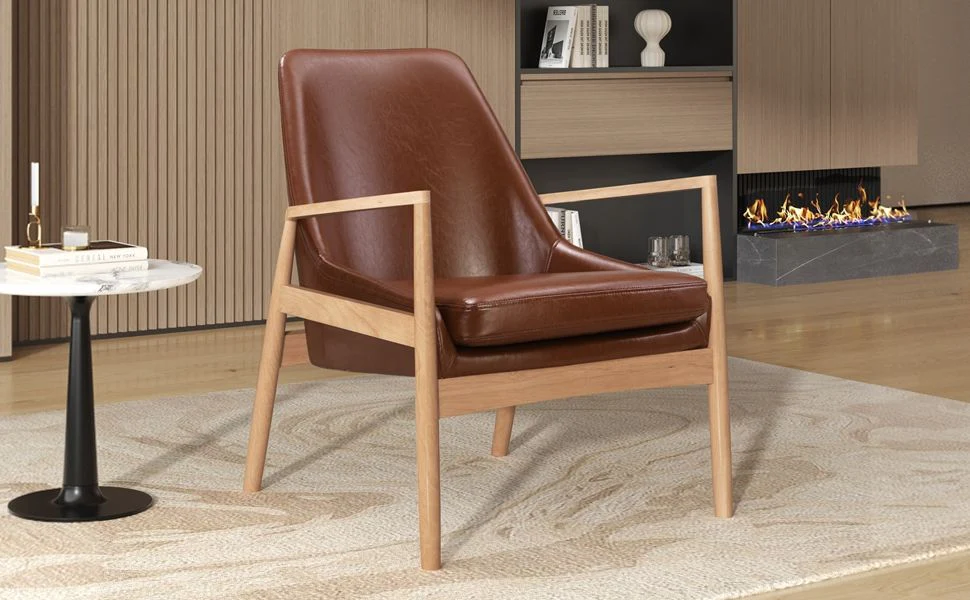 Mid-Century Modern Accent Armchair With High Back - Image 15