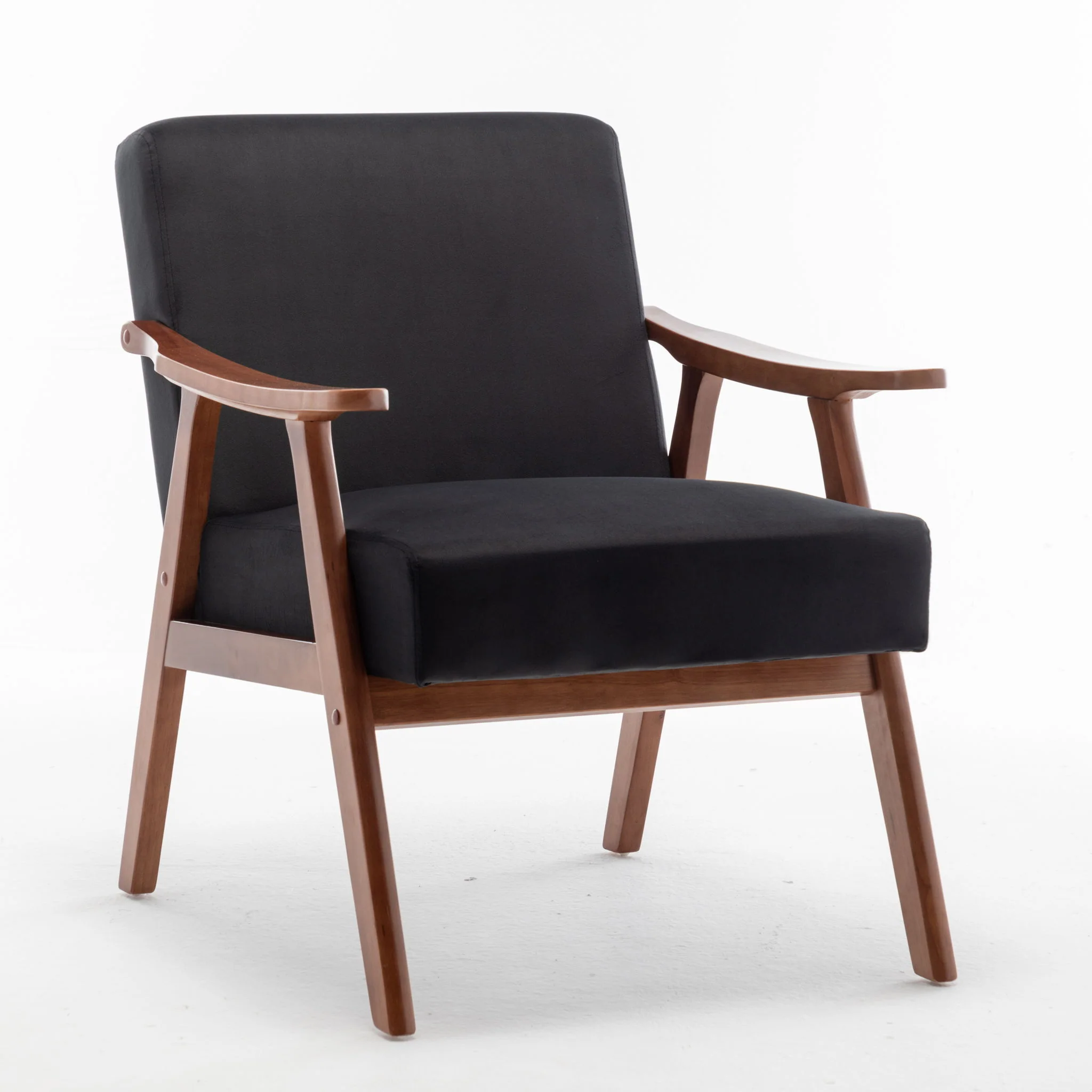 Mid Century Modern Accent Chair With Solid Wood Frame And Extra Thick Backrest - Image 5