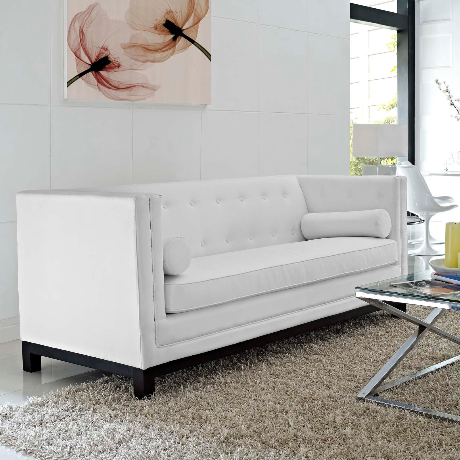 Mid-Century Modern Bonded Leather Sofa - Image 4