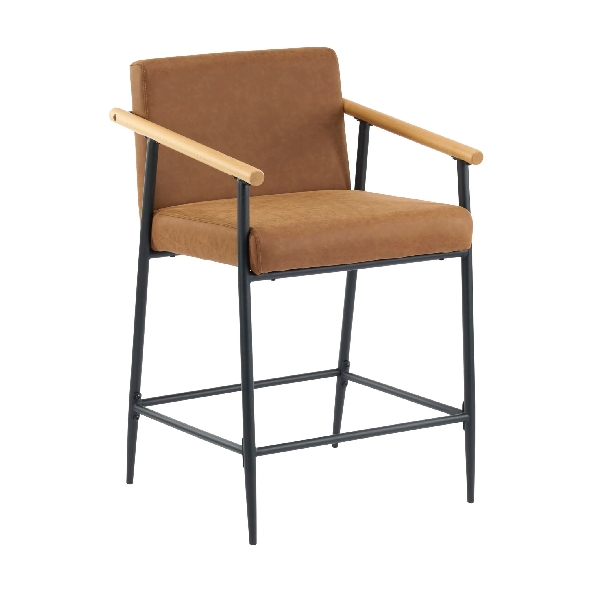 Mid Century Modern Counter Stool Set With Iron Frame - Image 6