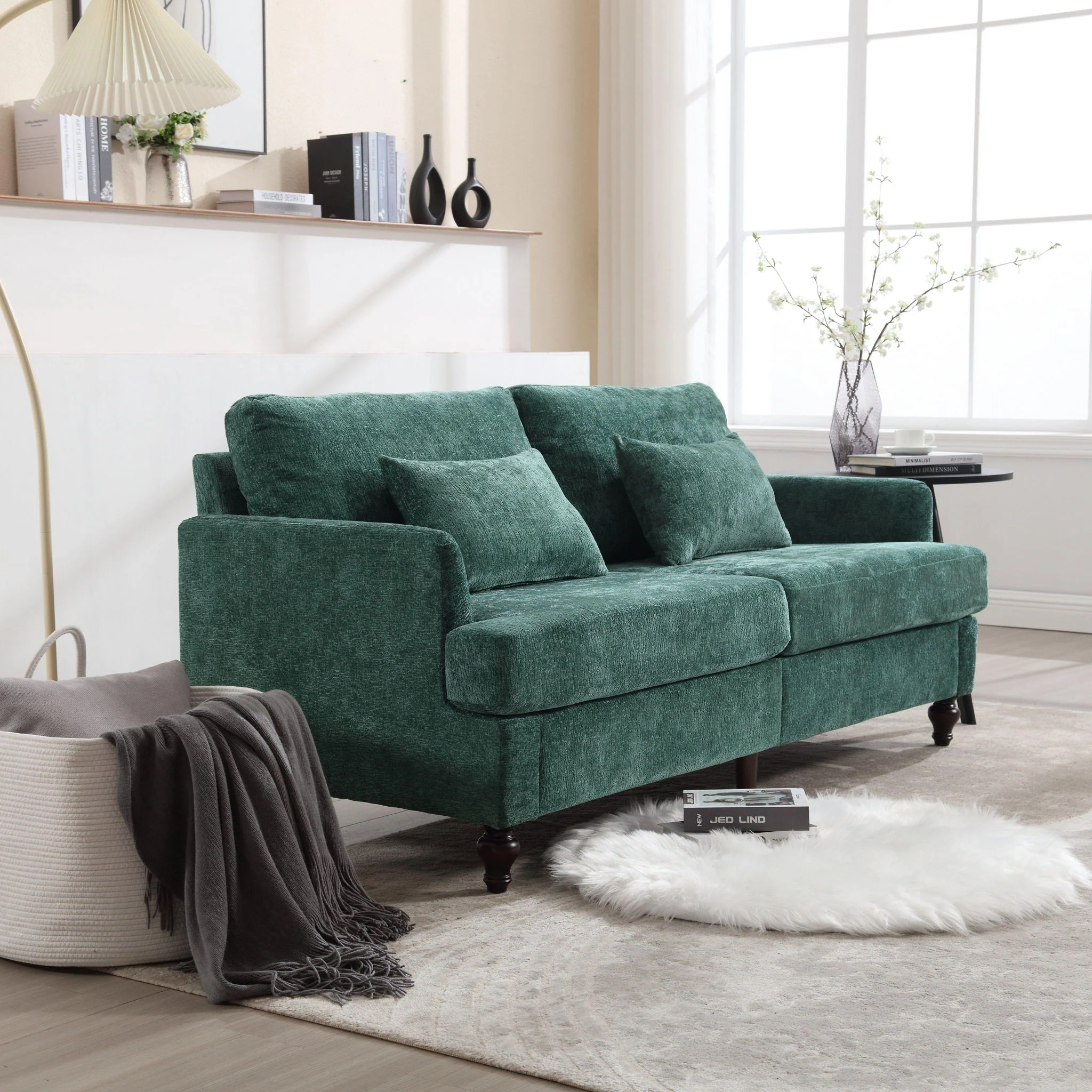 Mid Century Modern Fabric Loveseat Sofa, 2 Seat Upholstered Couch - Image 23