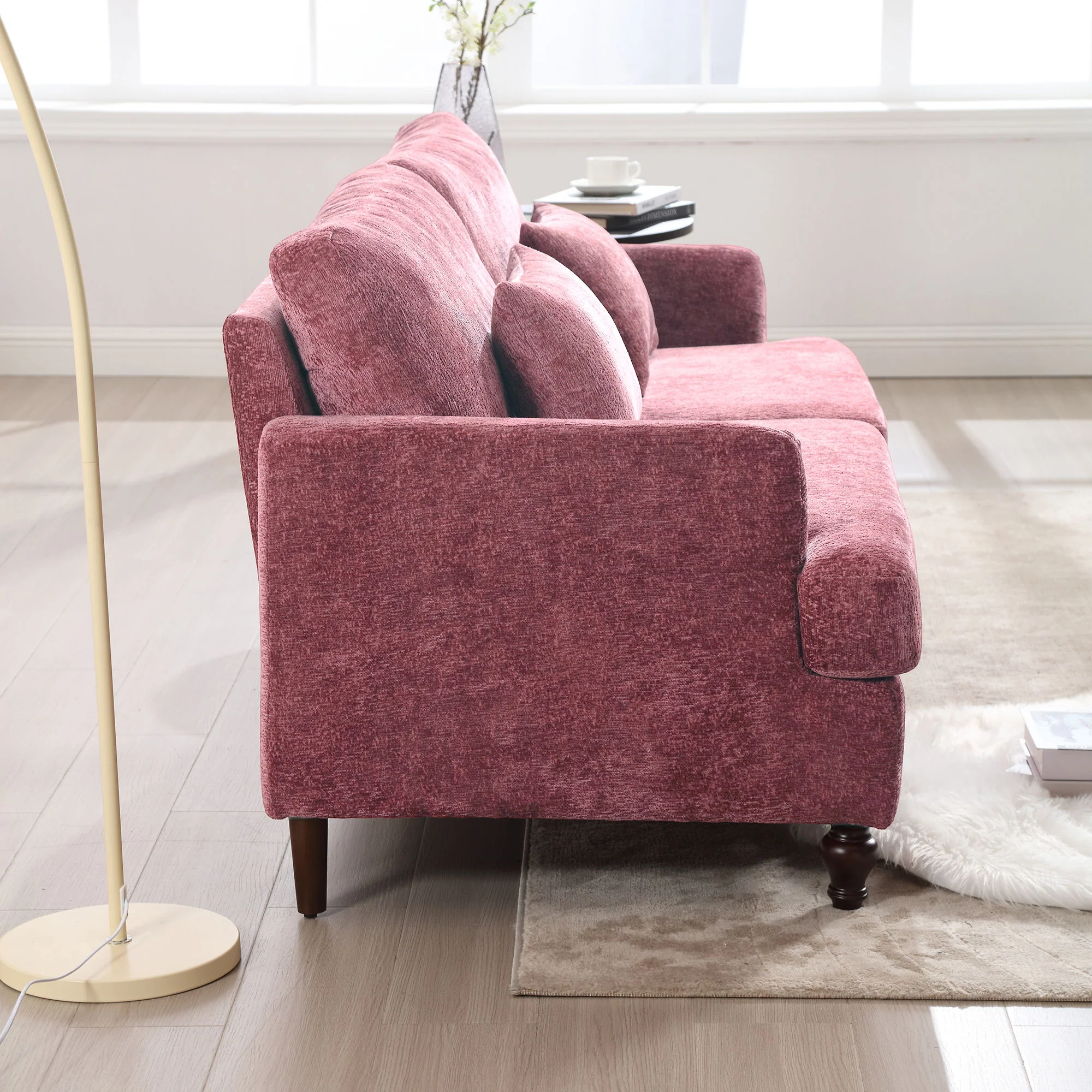Mid Century Modern Fabric Loveseat Sofa, 2 Seat Upholstered Couch - Image 52