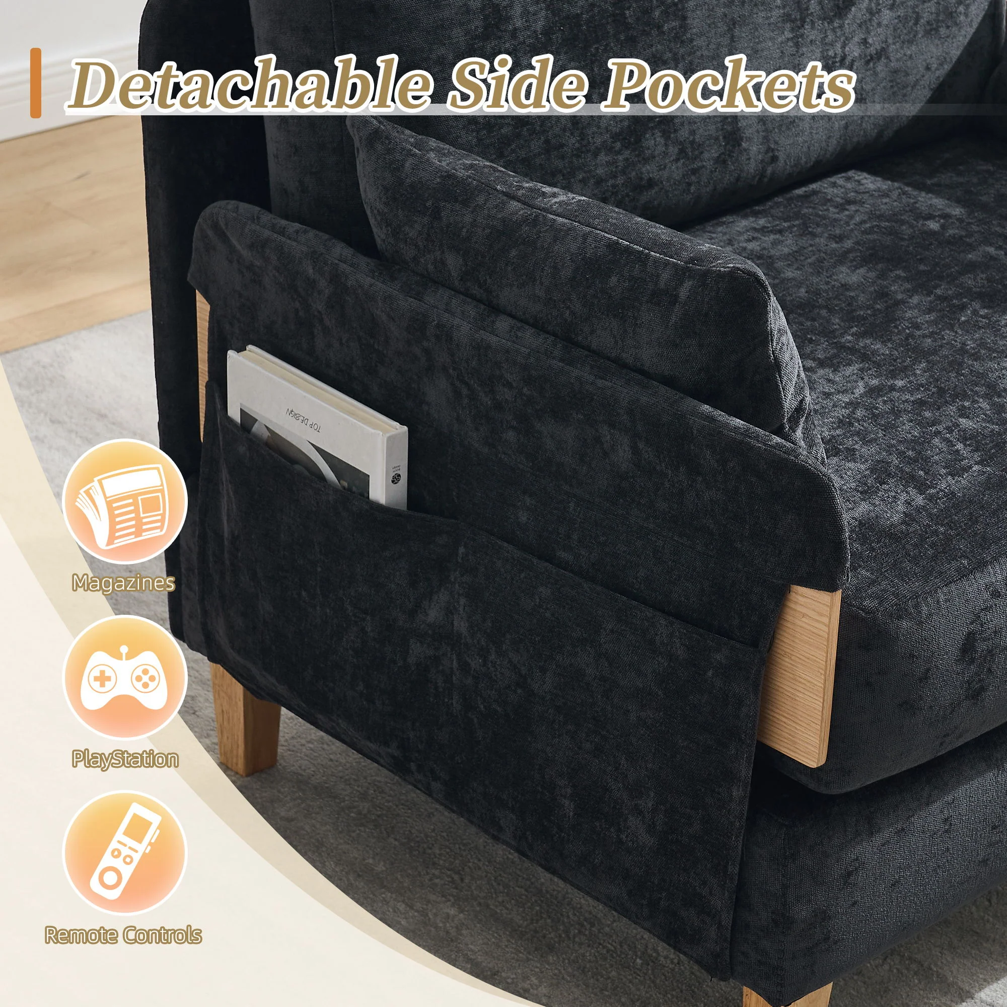 Mid Century Modern Foldable Sofa Bed, 3 In 1 Convertible Sleeper With 3 Pillows - Image 23