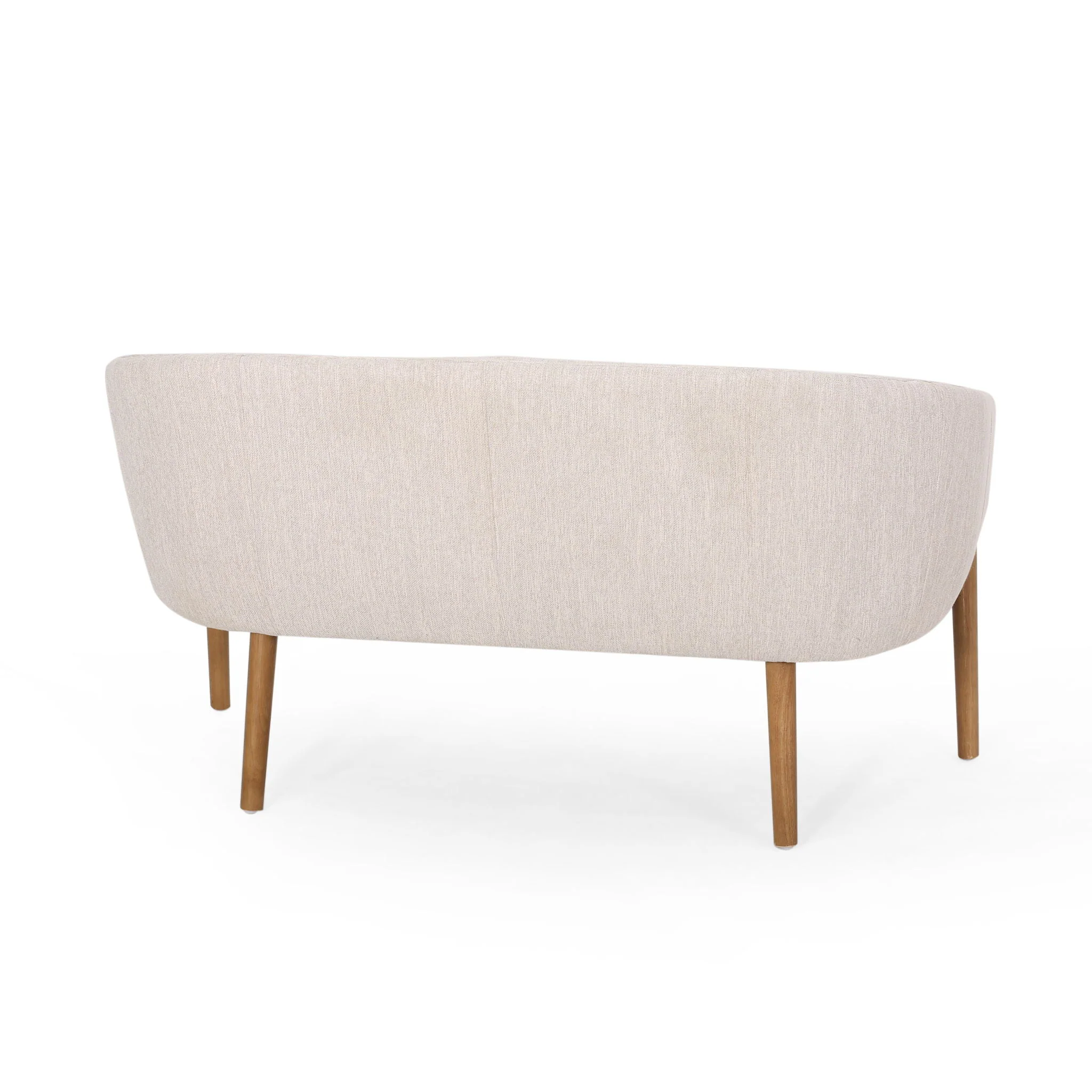 Mid Century Modern Loveseat With Channel Stitched Backrest - Image 15