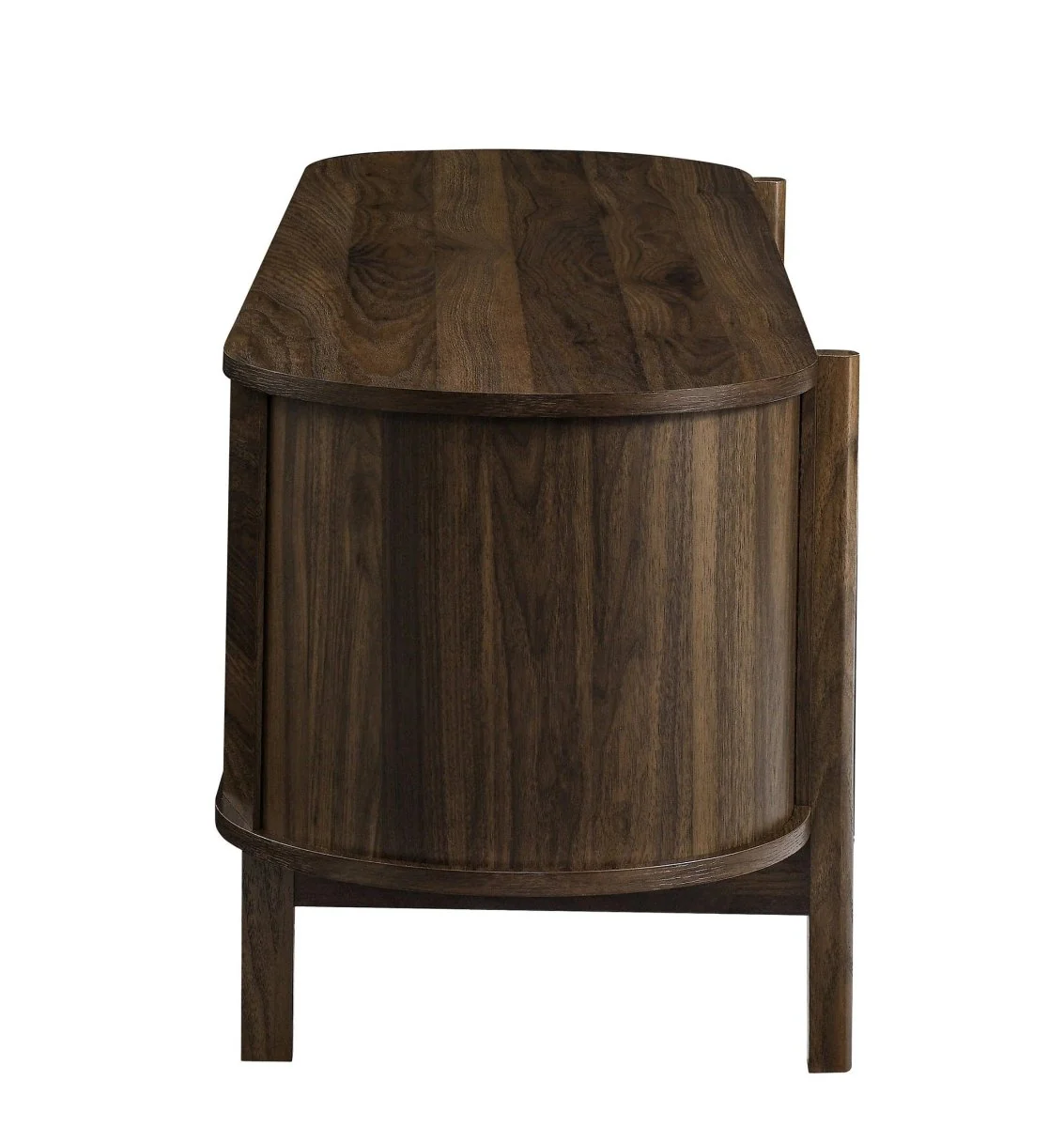 Mid Century Modern Oval TV Stand with Sliding Doors and Storage 61 Inch - Image 5