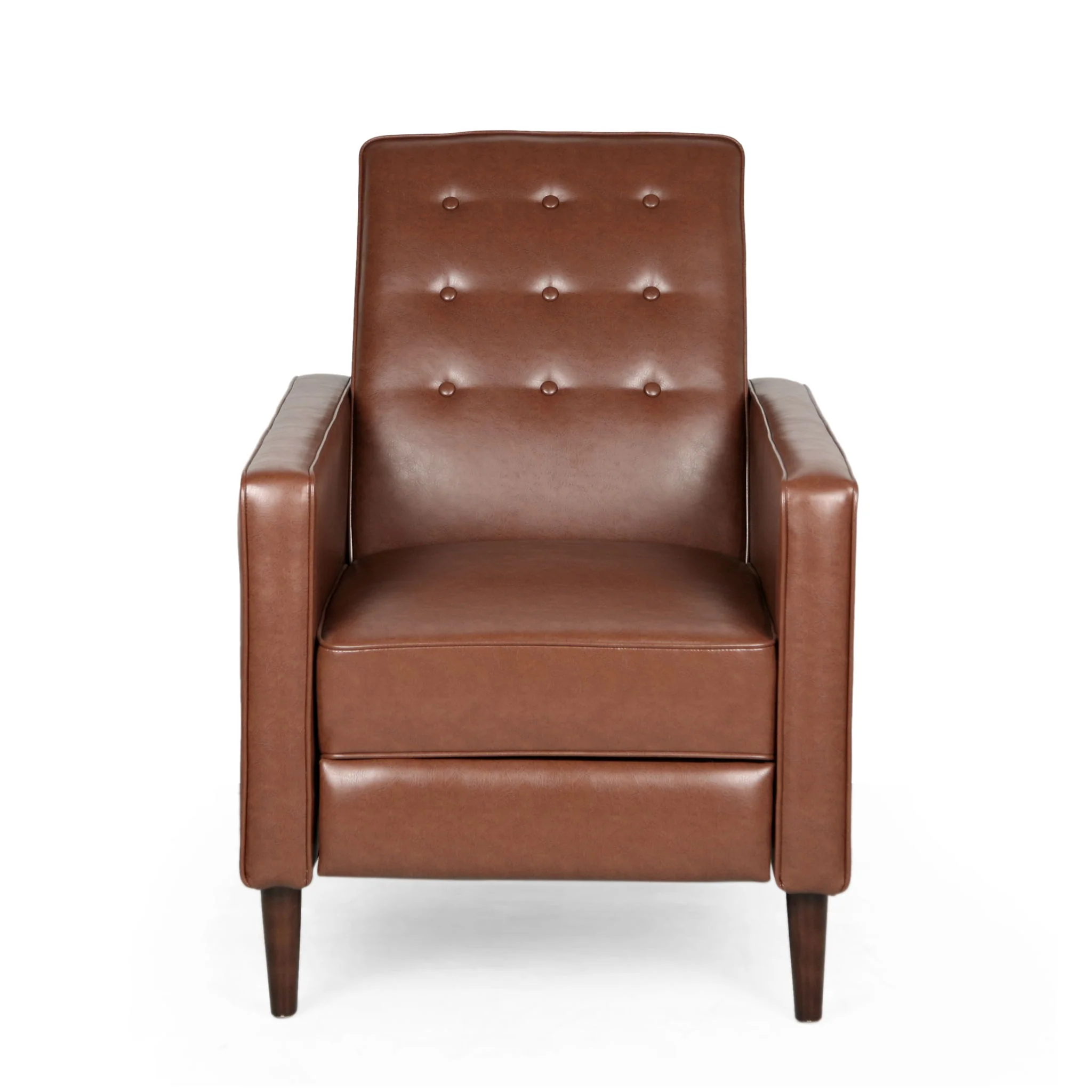 Mid-Century Modern Recliner With Button Tufted Waffle Stitch - Image 2