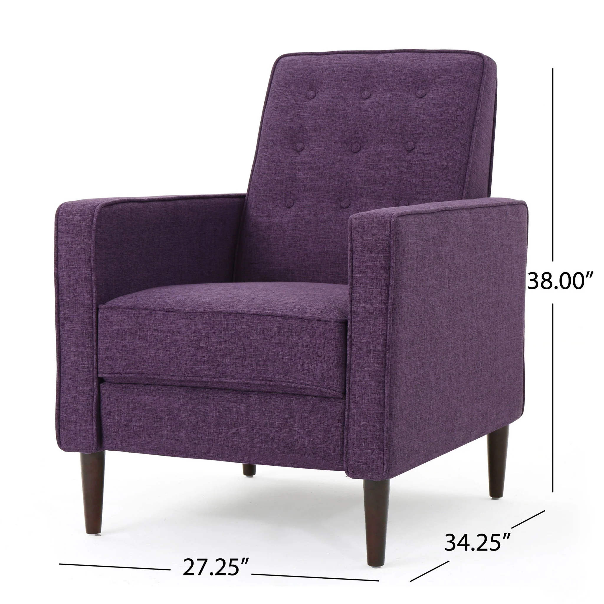 Mid-Century Modern Recliner With Button Tufted Waffle Stitch - Image 44