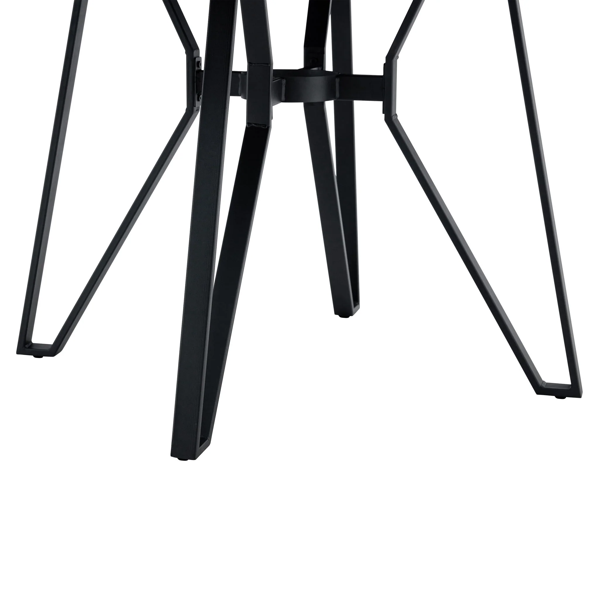 Mid Century Modern Round Dining Table With Metal Legs And Open Shelf - Image 7