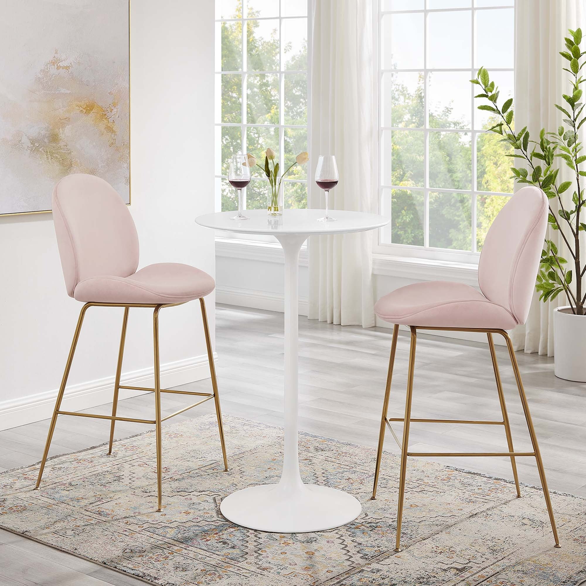Mid-Century Modern Round Pedestal Bar Table – White 28 Inch - Image 3